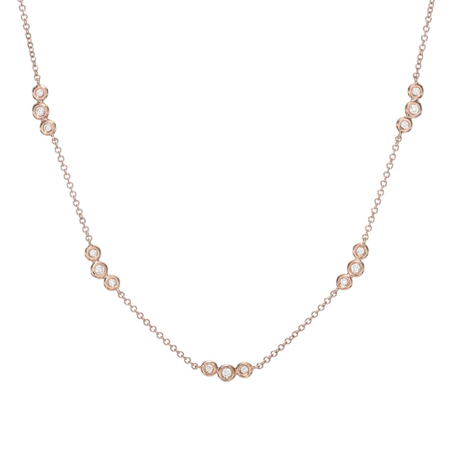 Bezel Diamond Trio Station Necklace