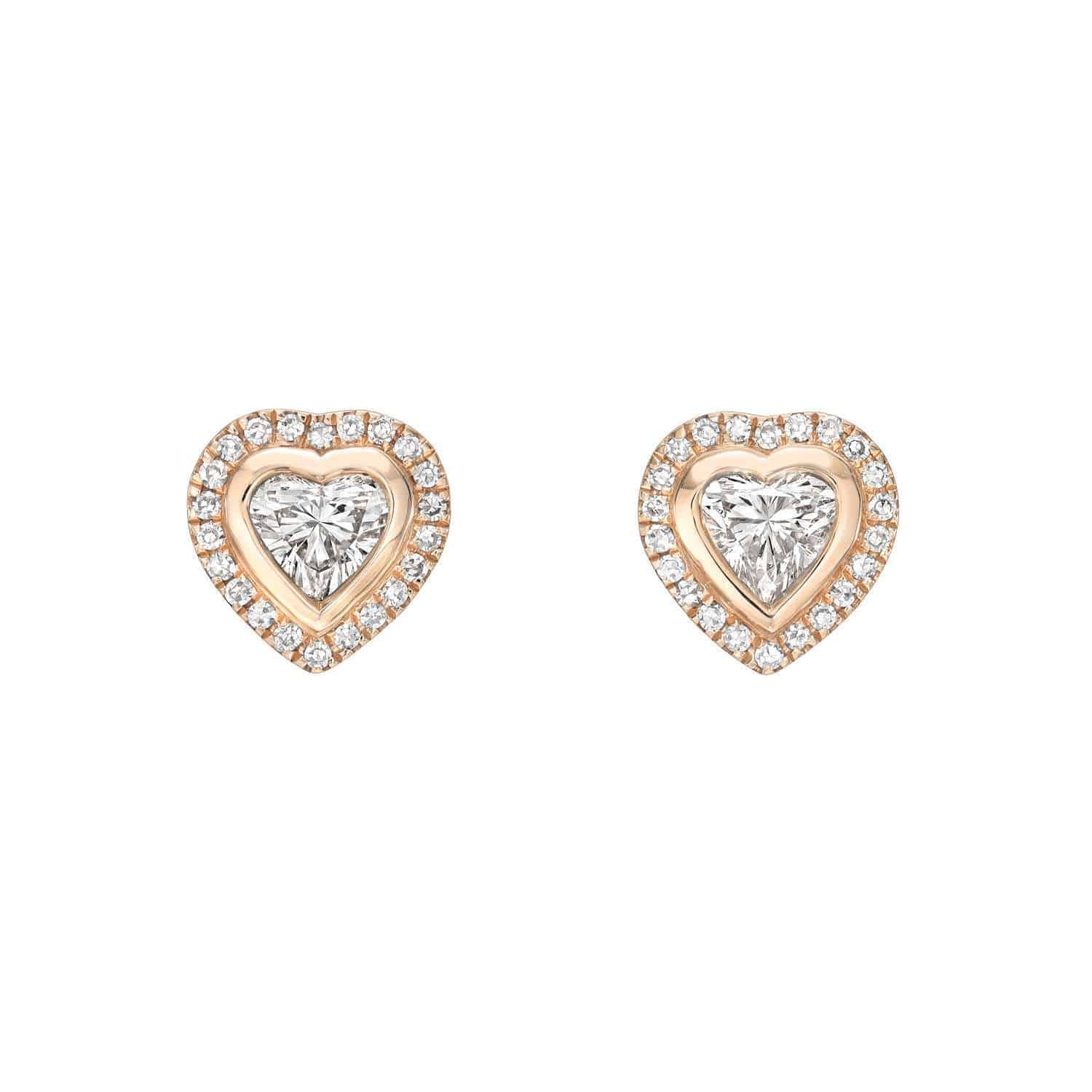 Heart-Shaped Diamond Halo Studs