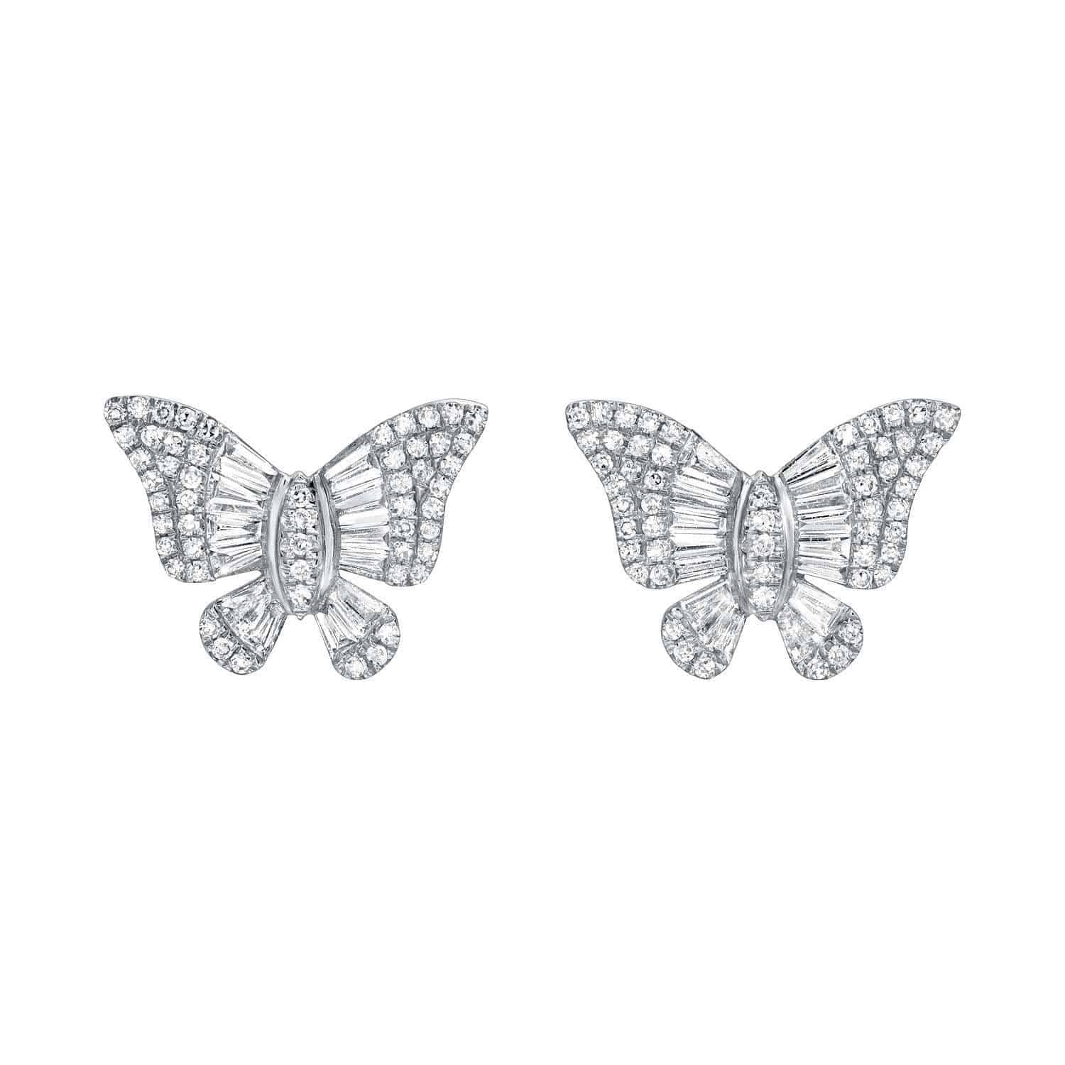 Baguette Diamond Butterfly Studs