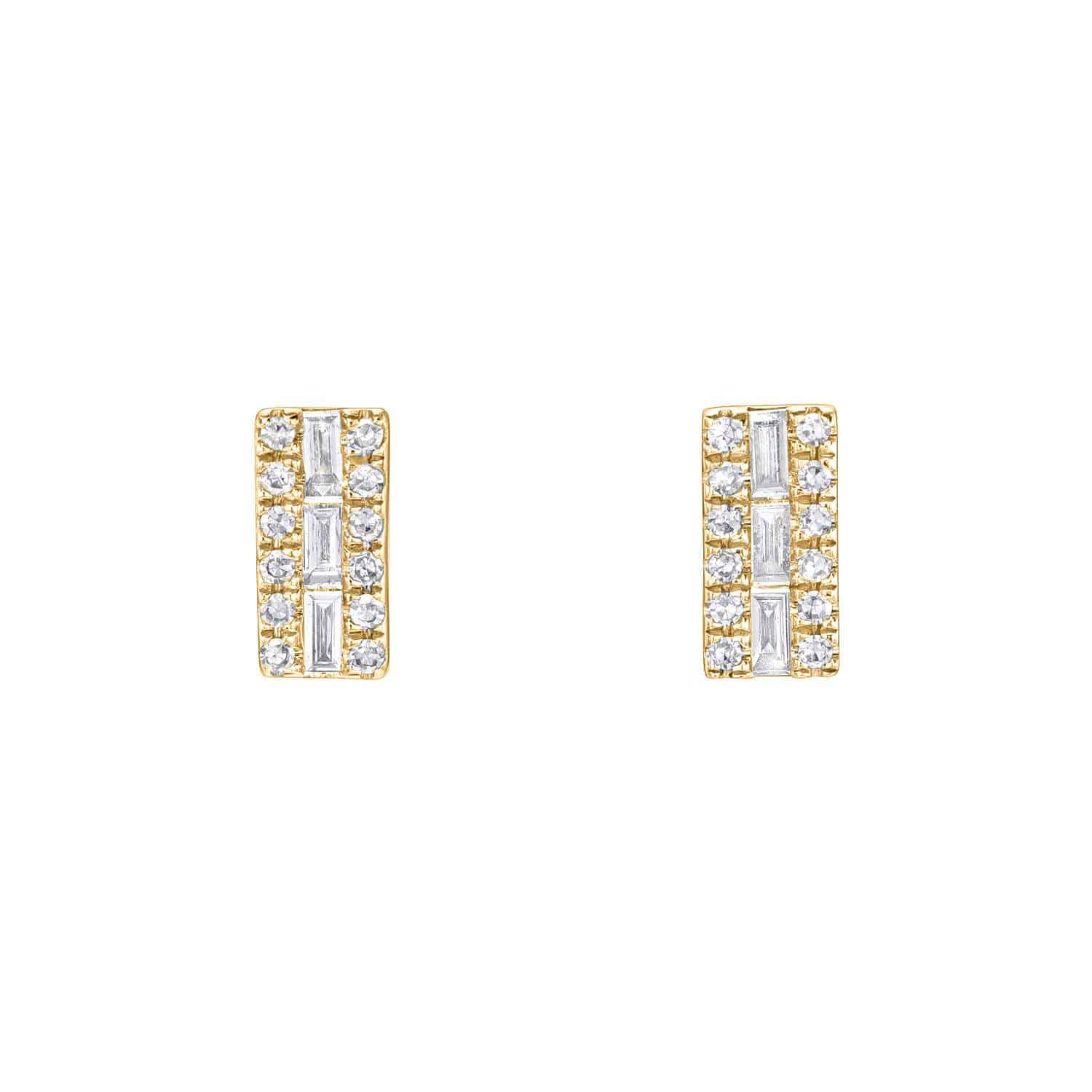 Baguette Diamond Rectangle Studs