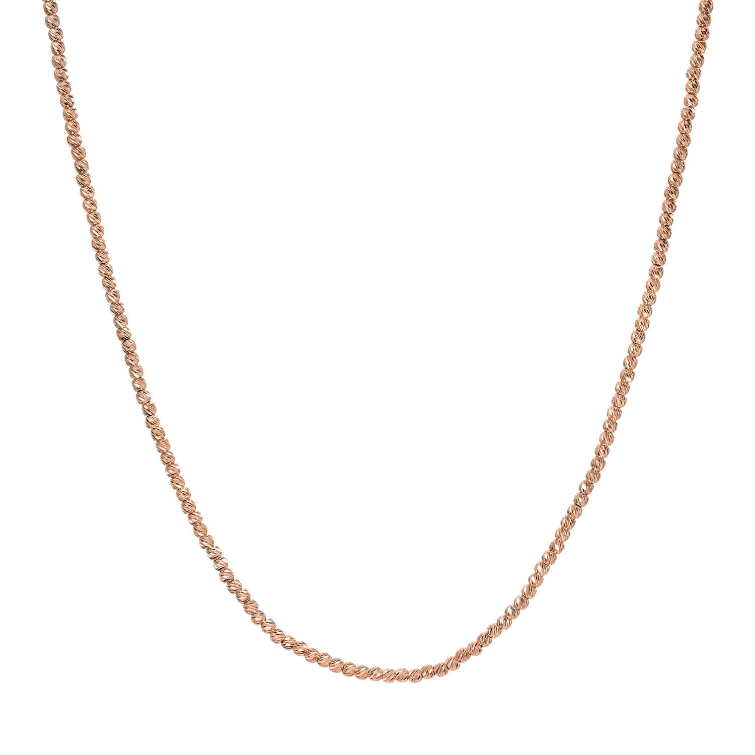 The Harper Necklace, a minimalist rose gold rope chain, is elegantly displayed against a white background.