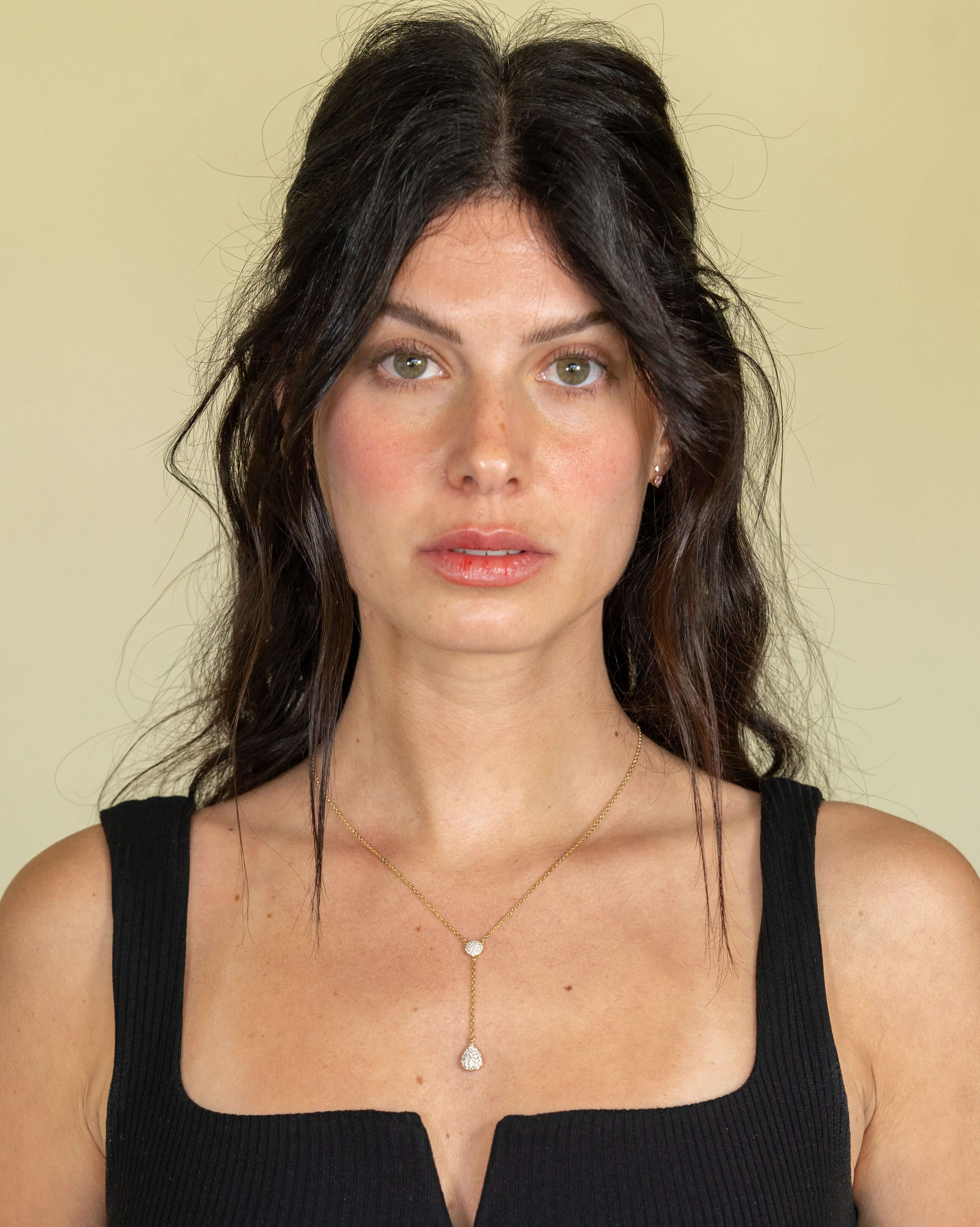 Diamond Teardrop & Round Lariat Necklace