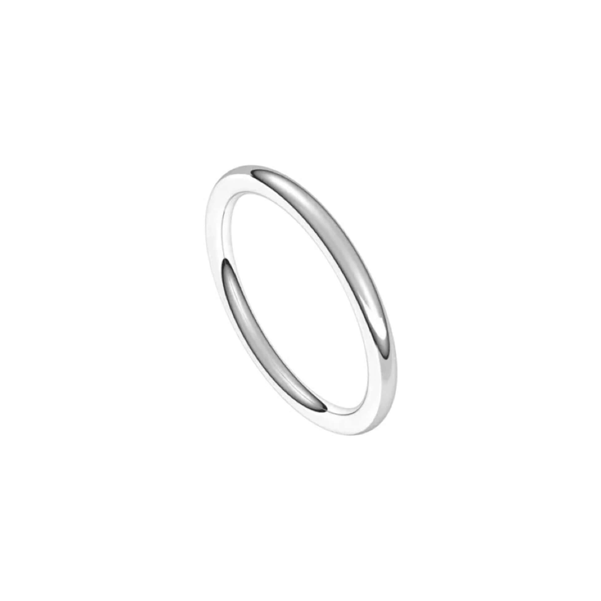 The 2mm Full Round Wedding Ring from Janet Heller Fine Jewelry features a smooth and shiny polished 14KT gold surface. This ring is designed for both men and women. It can be stacked with your engagement ring or it can be worn alone as a men's wedding band.