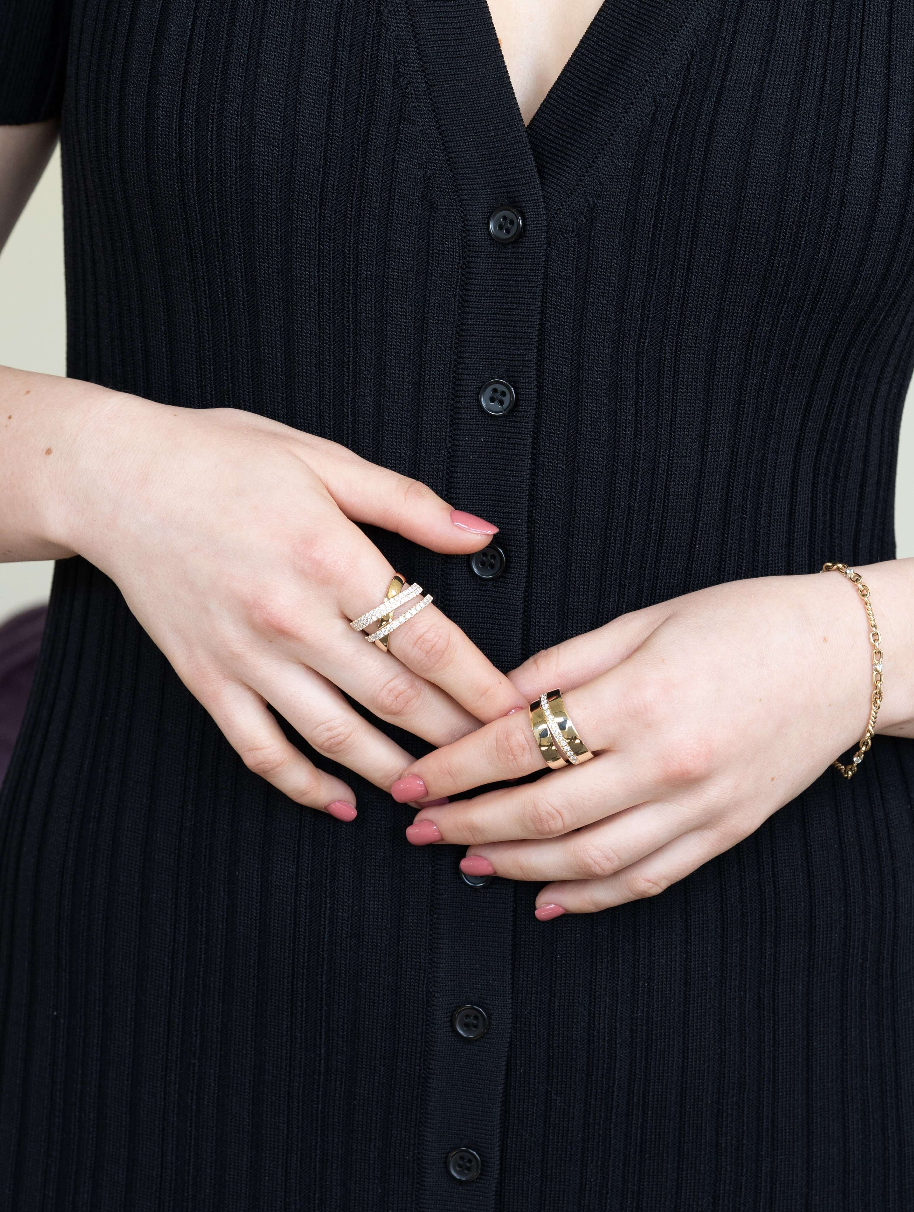 Double Cigar Band Diamond Ring