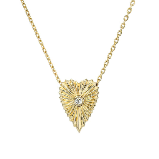 Diamond Elongated Heart Ribbed Necklace