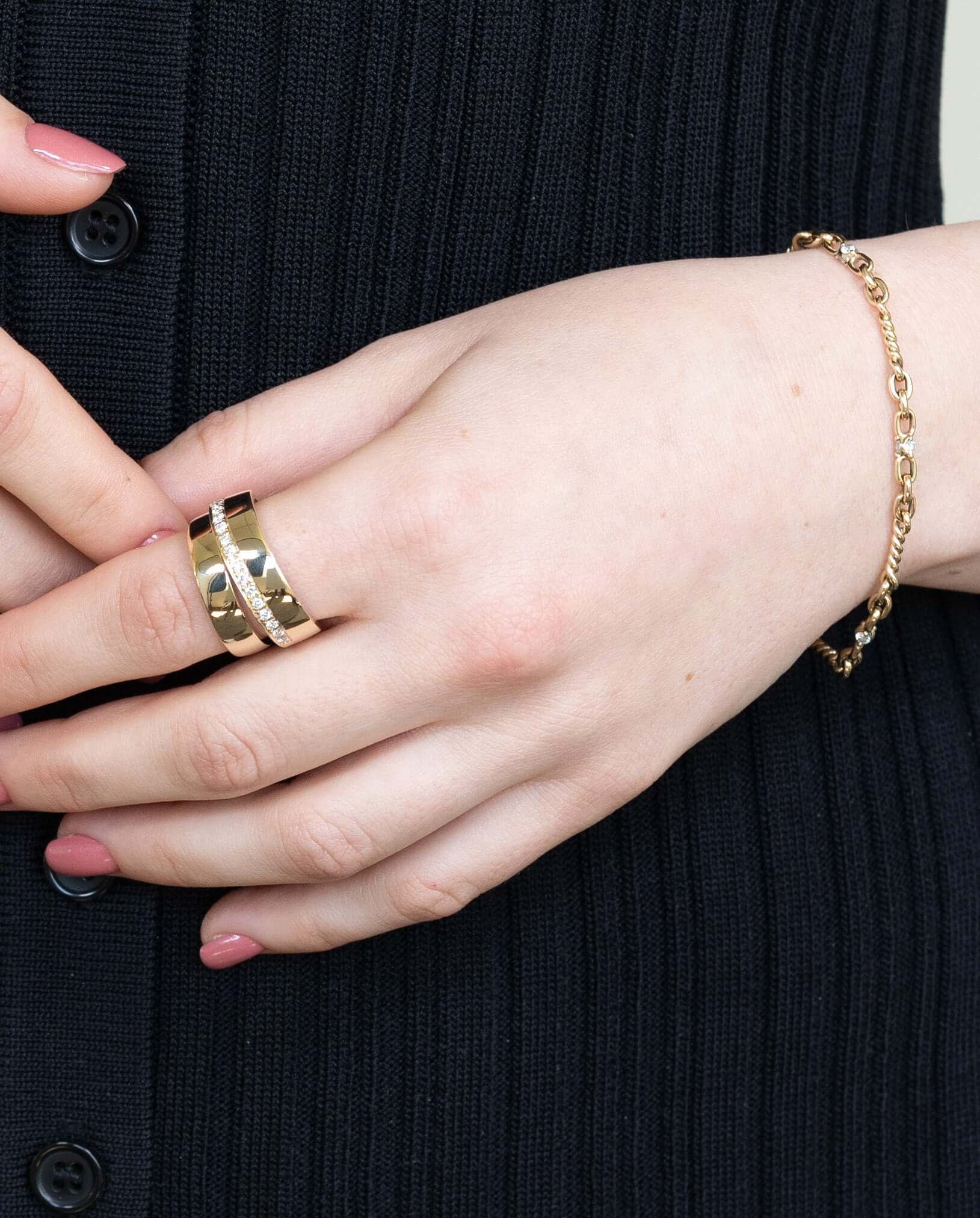 Double Cigar Band Diamond Ring