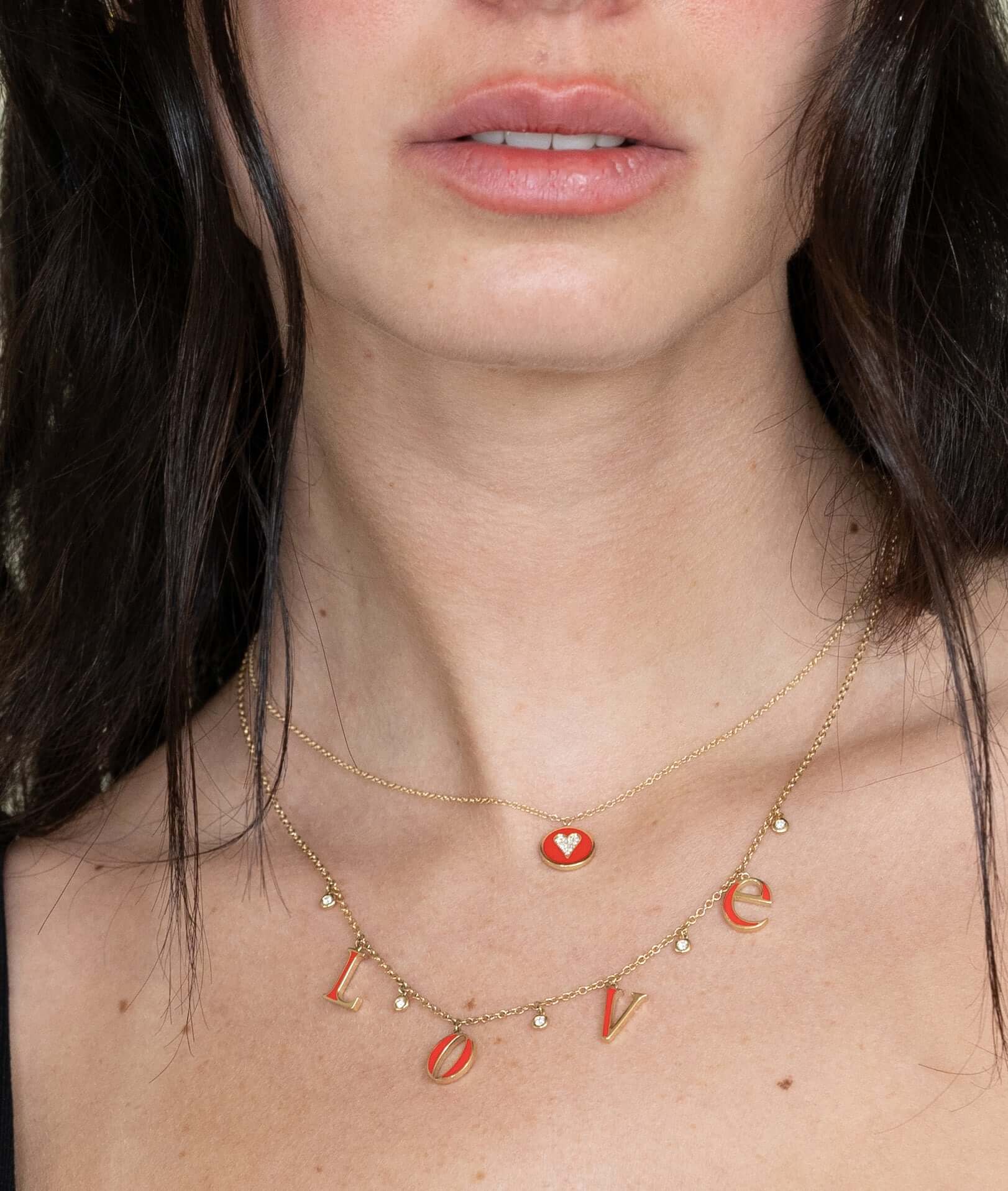 Love Letter Diamond & Red Enamel Necklace