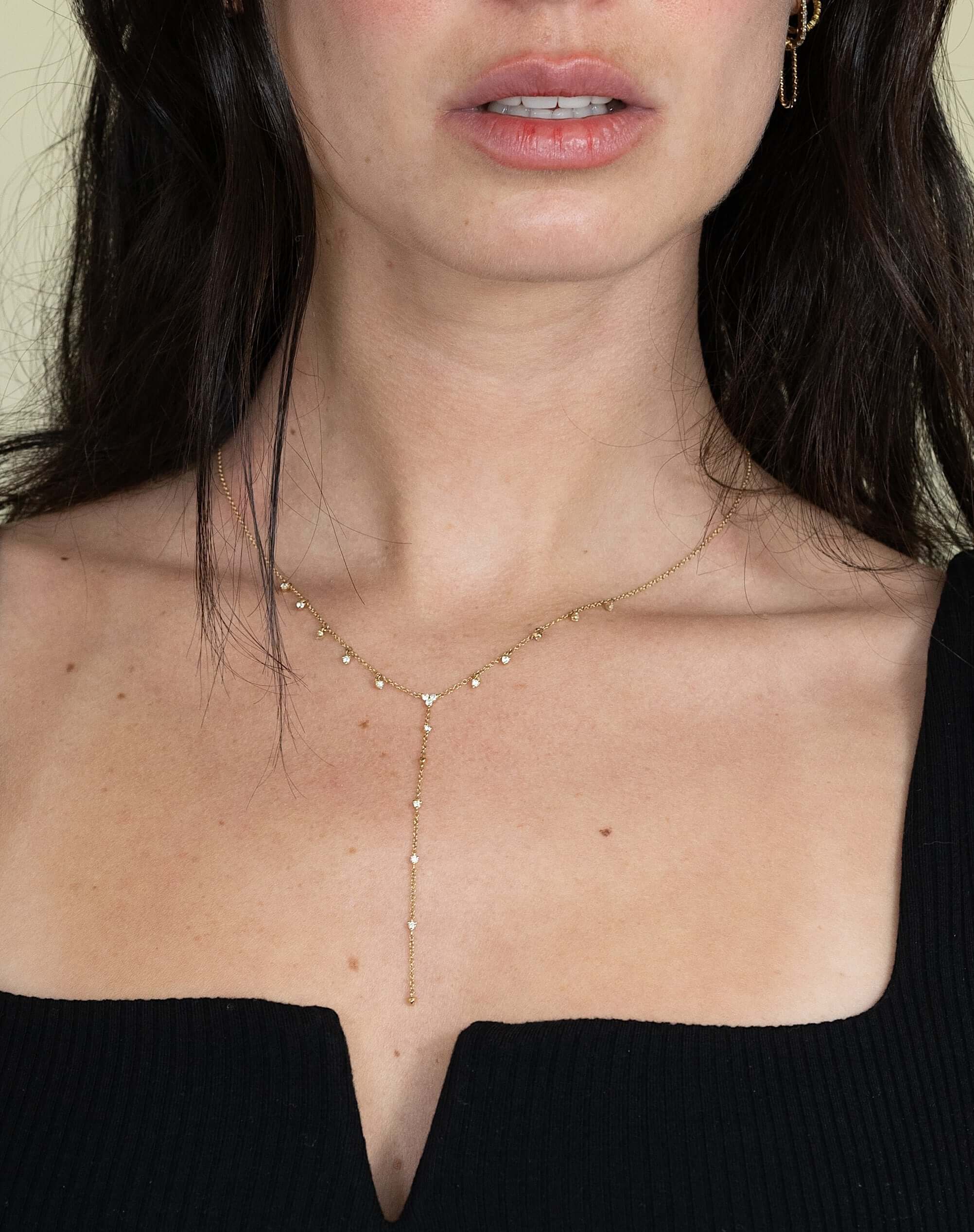 Micro Diamond Dangle Lariat