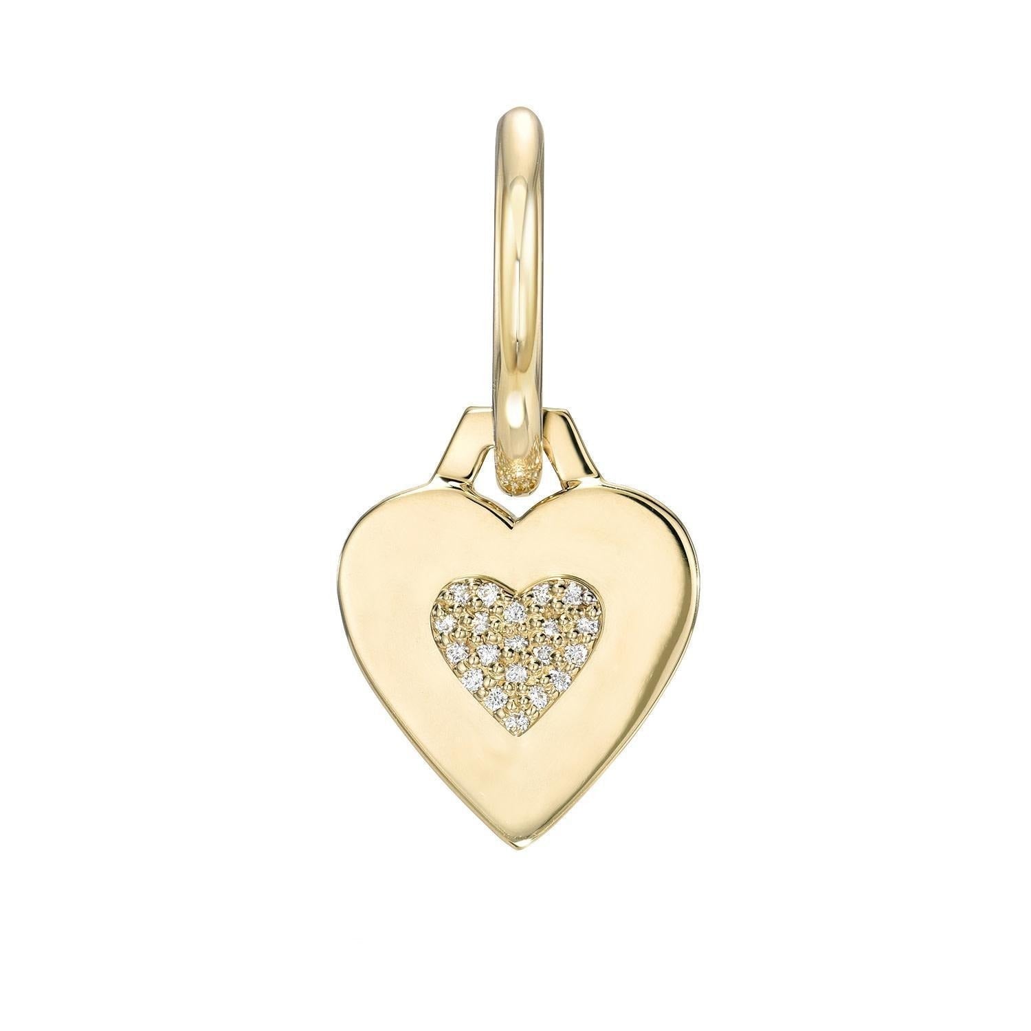 A 14KY gold heart-shaped pendant with a center heart featuring sparkling stones and a gold loop—an ideal match for the 14KY Queen of Hearts Earring collection.