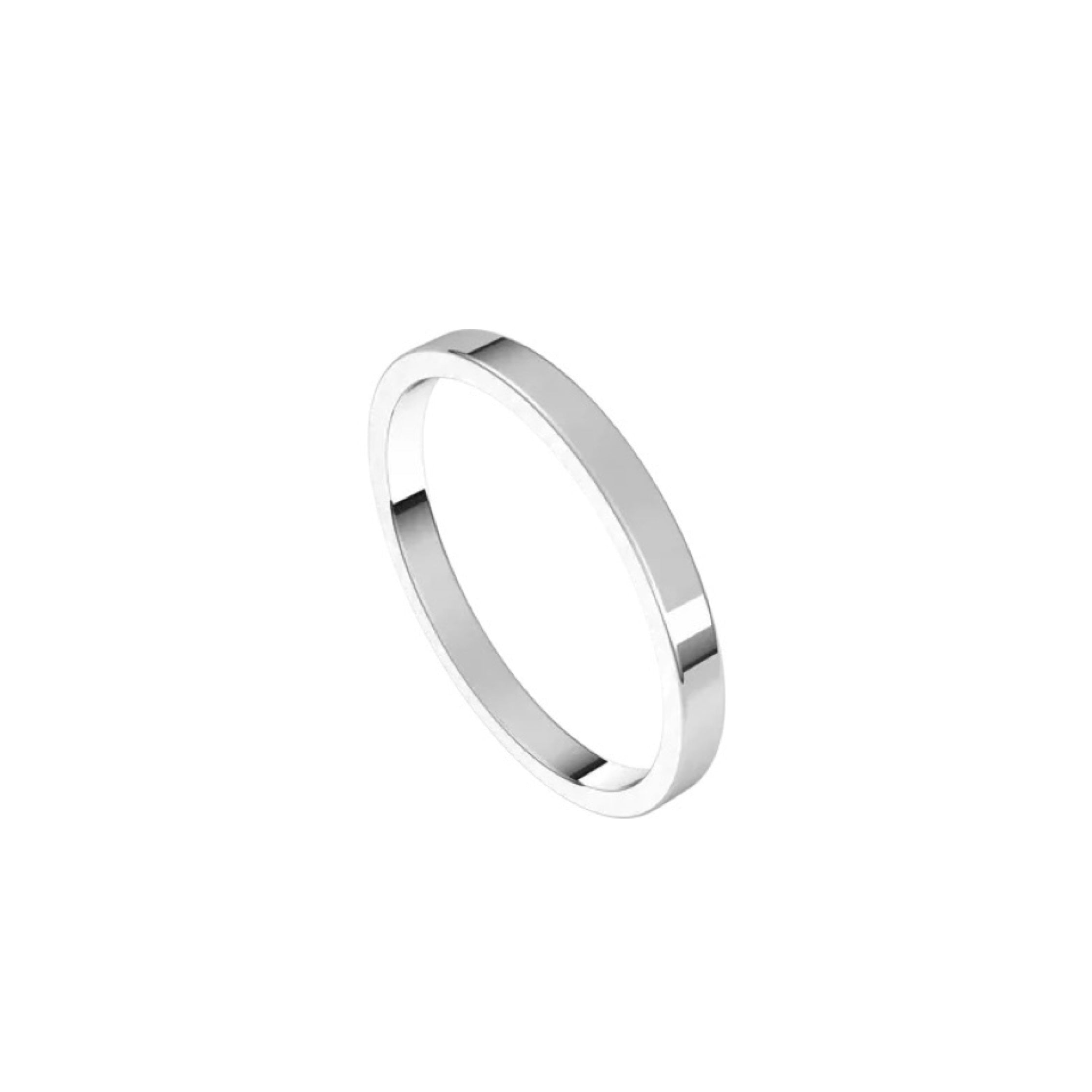 The 2mm Flat Wedding Ring from Janet Heller Fine Jewelry features a smooth and shiny polished 14KT gold surface. This ring is designed for both men and women. It can be stacked with your engagement ring or it can be worn alone as a men's wedding band.