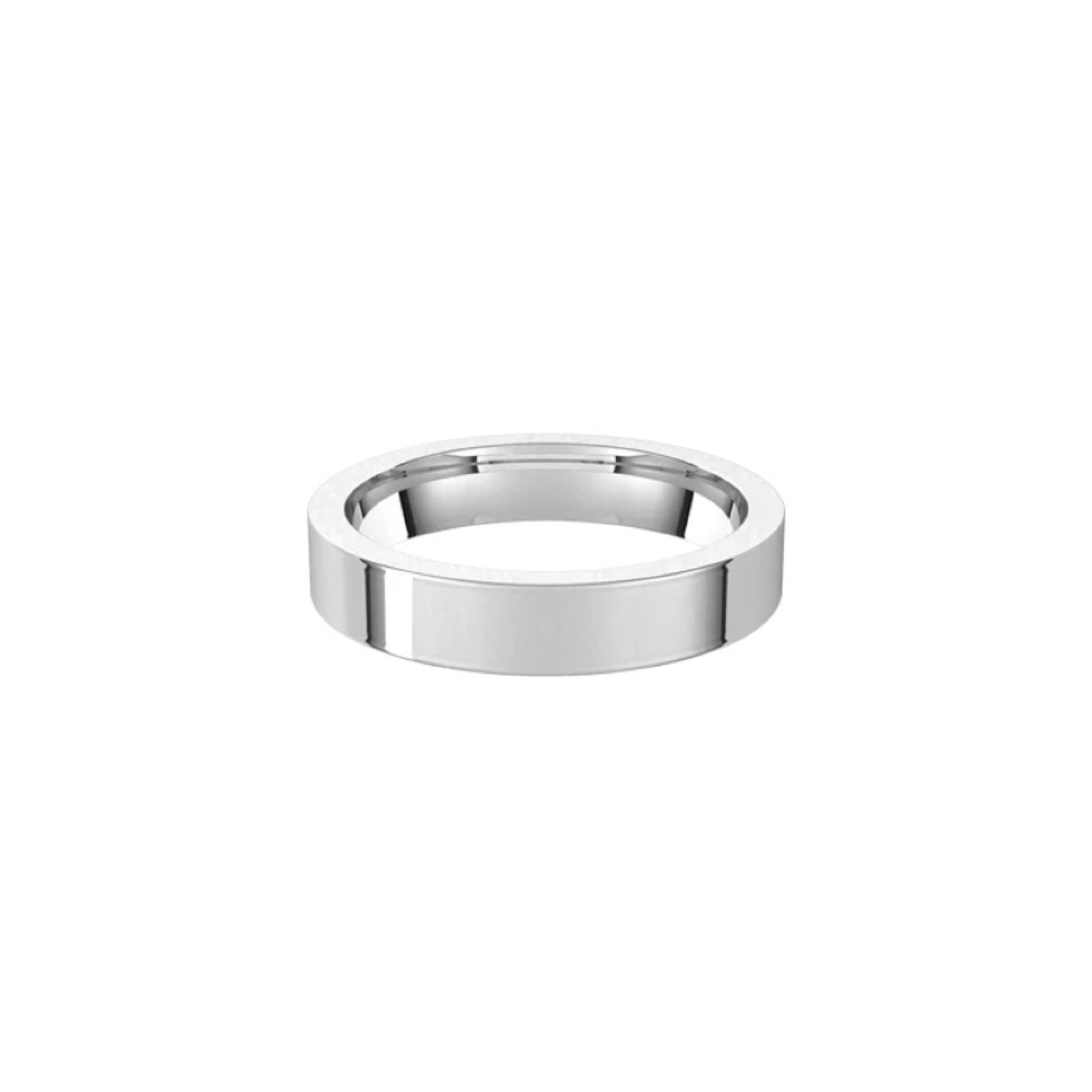 The 4mm Flat Wedding Ring from Janet Heller Fine Jewelry features a smooth and shiny polished 14KT gold surface. This ring is designed for both men and women. It can be stacked with your engagement ring or it can be worn alone as a men's wedding band.
