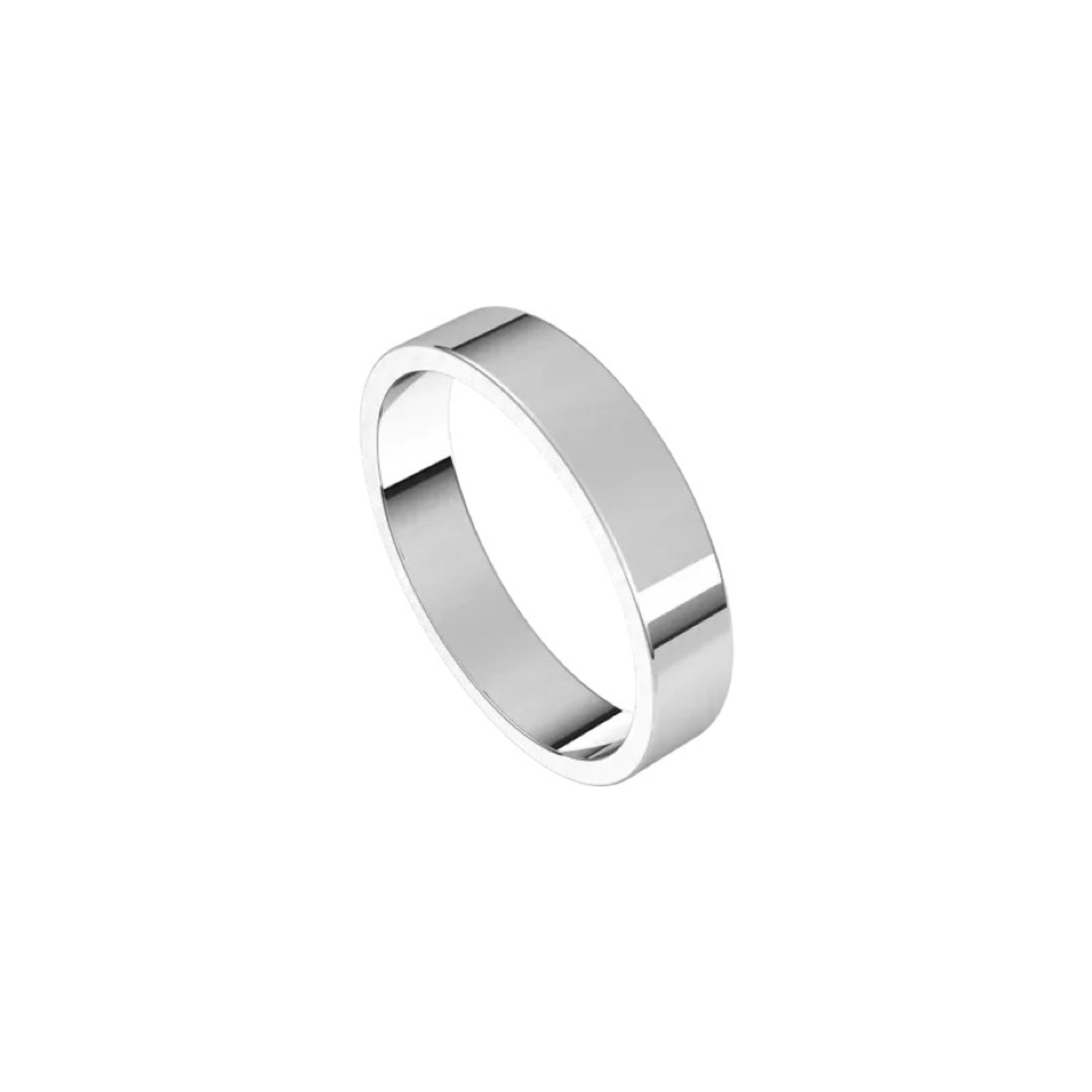 The 4mm Flat Wedding Ring from Janet Heller Fine Jewelry features a smooth and shiny polished 14KT gold surface. This ring is designed for both men and women. It can be stacked with your engagement ring or it can be worn alone as a men's wedding band.