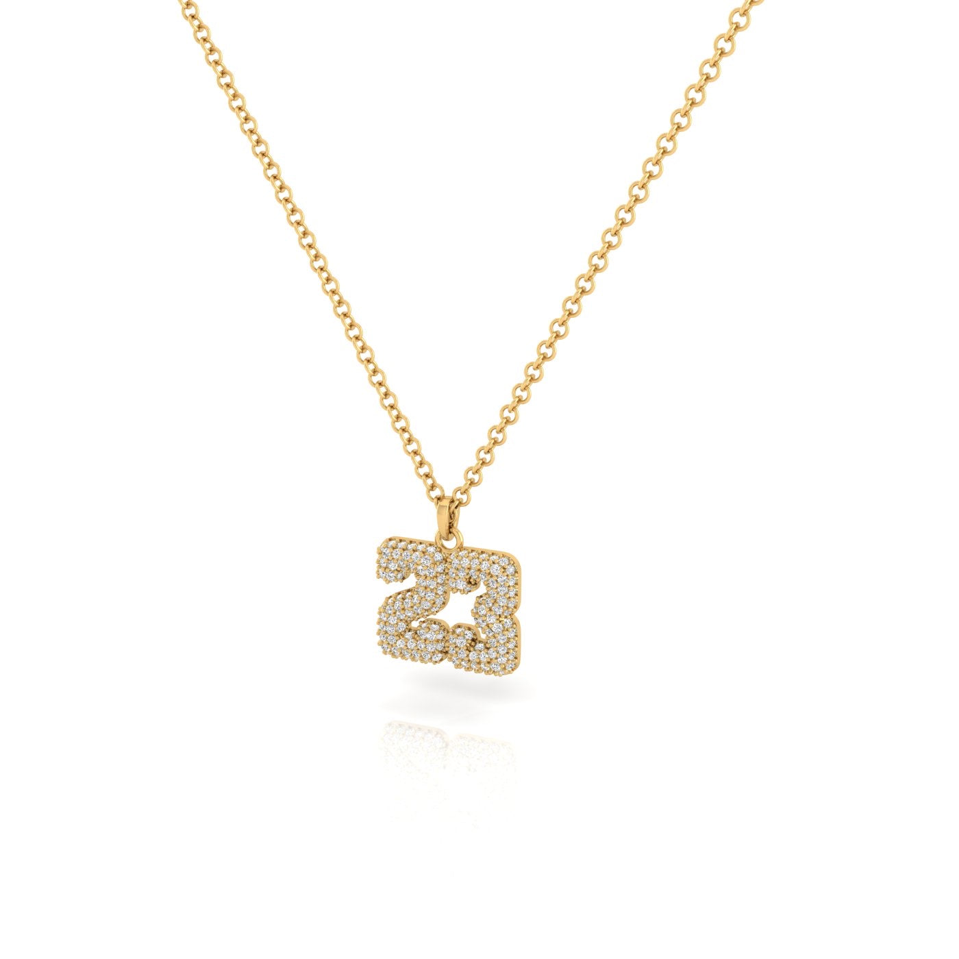 The Varsity Diamond Number Necklace from Janet Heller Fine Jewelry is crafted in 14KT gold. The necklace features a diamond number pendant. The charm is designed to celebrate a number that has special meaning. The necklace can be worn alone or layered with other chains and necklaces.