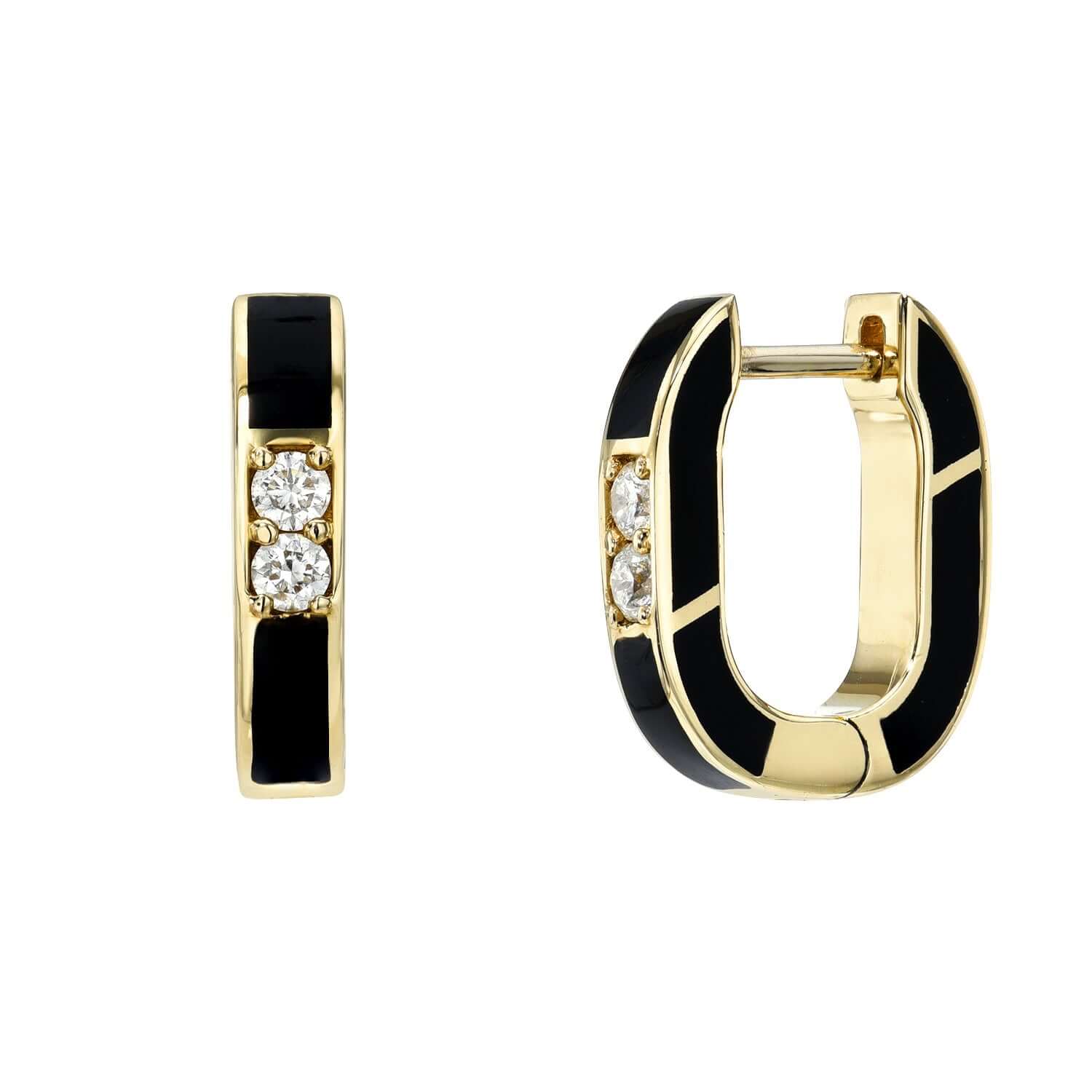 U Shaped Black Enamel Hoop