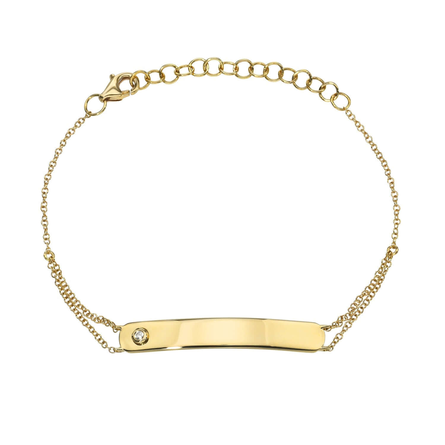 Single Diamond Bar ID Bracelet