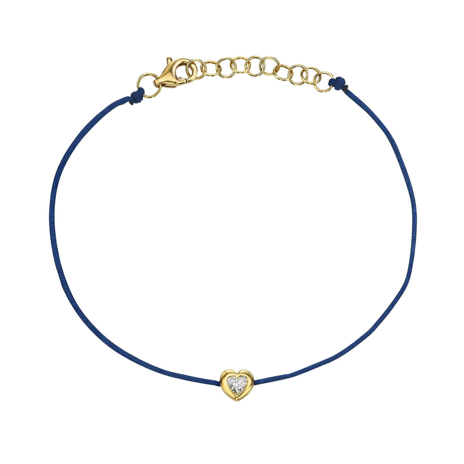 Navy Blue Heart Diamond Bezel Cord Bracelet