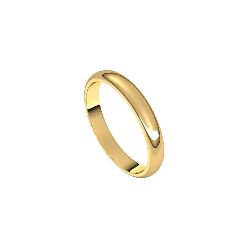The 3mm Half Round Wedding Ring from Janet Heller Fine Jewelry features a smooth and shiny polished 14KT gold surface. This ring is designed for both men and women.  It can be stacked with your engagement ring or it can be worn alone as a men's wedding band.