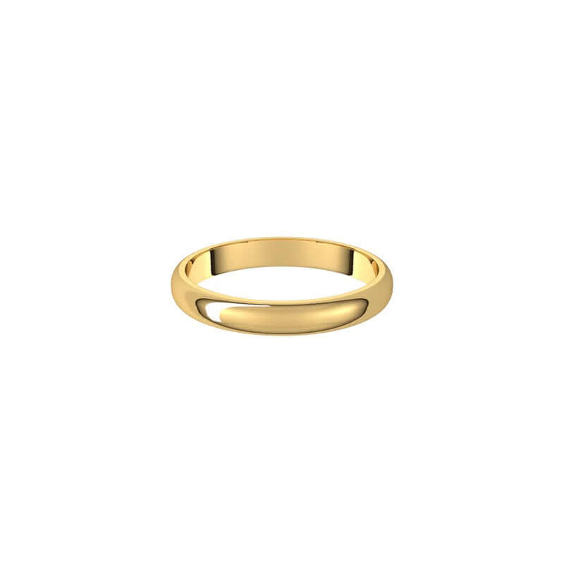 The 3mm Half Round Wedding Ring from Janet Heller Fine Jewelry features a smooth and shiny polished 14KT gold surface. This ring is designed for both men and women.  It can be stacked with your engagement ring or it can be worn alone as a men's wedding band.