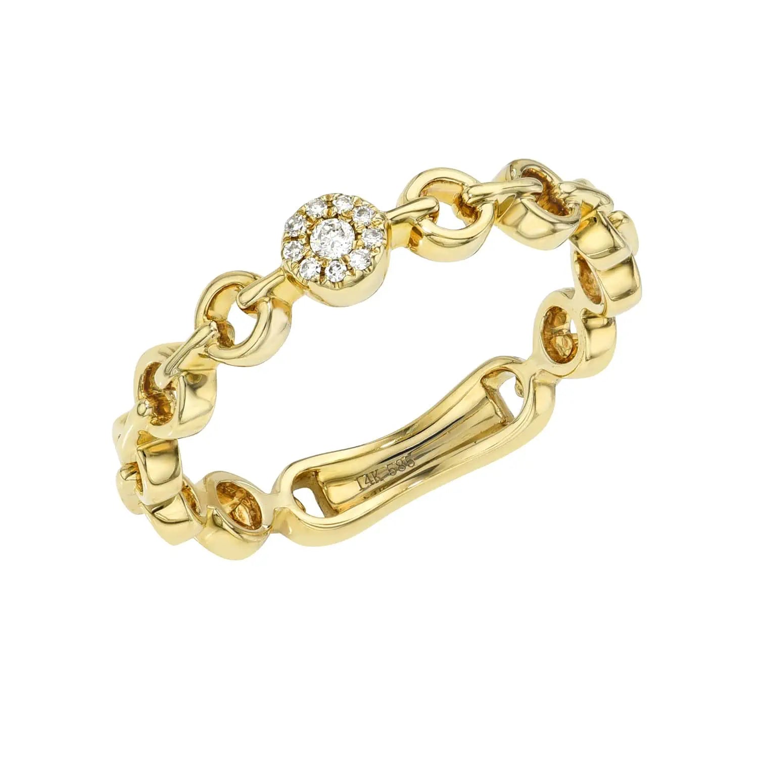 Diamond Round Link Stacking Ring