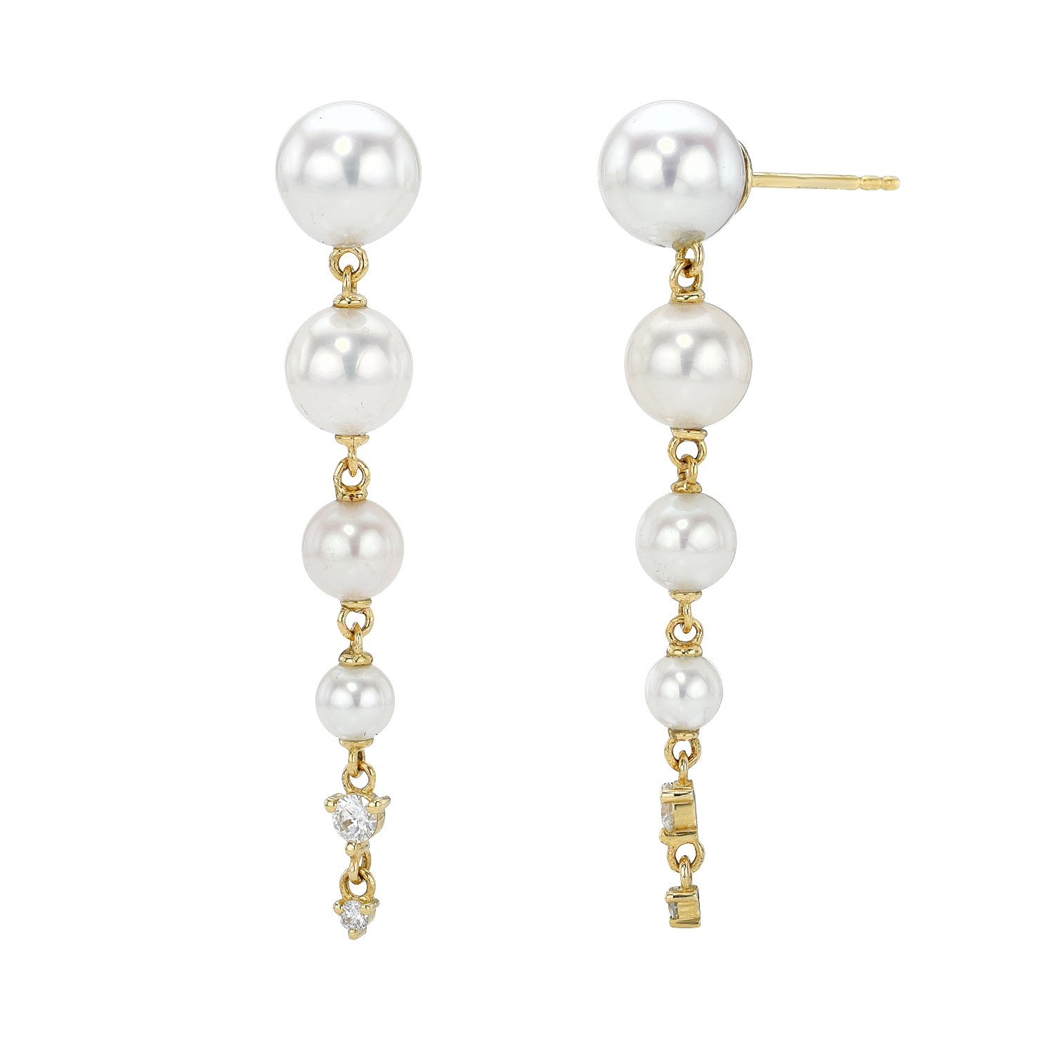 Diamond & Pearl Drop Earrings