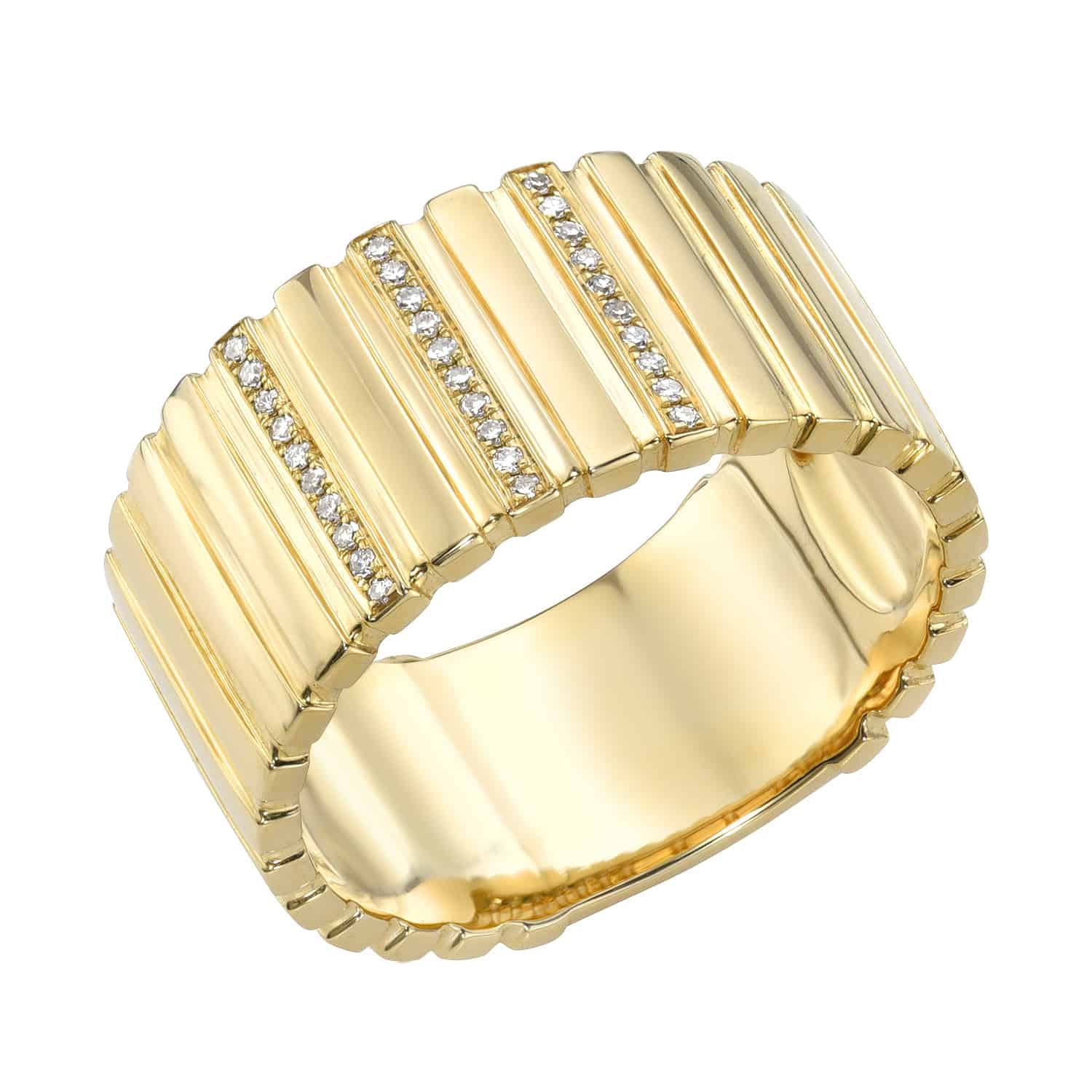 Vertical Diamond Bar Ridge Ring