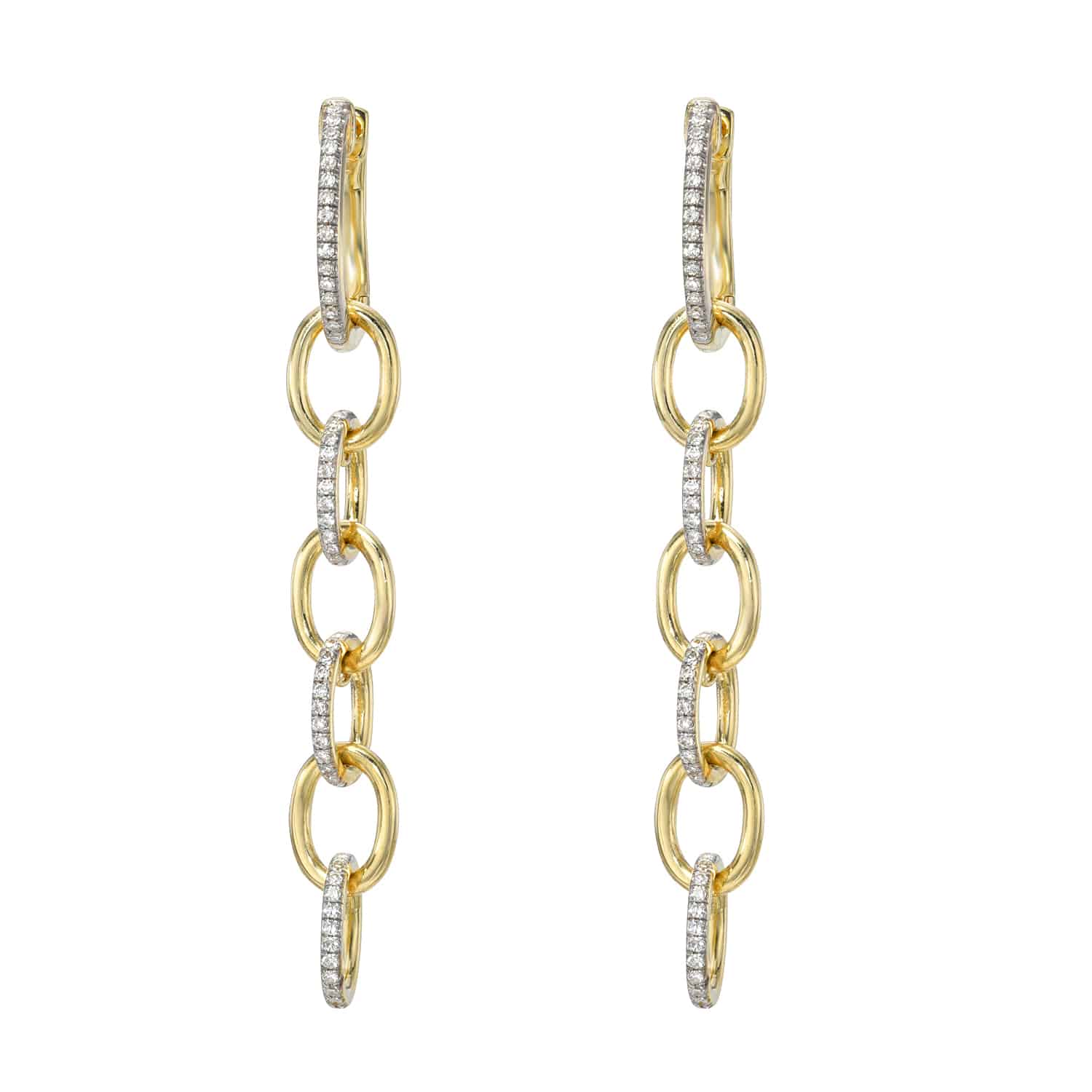 Diamond Round Link Drop Earrings