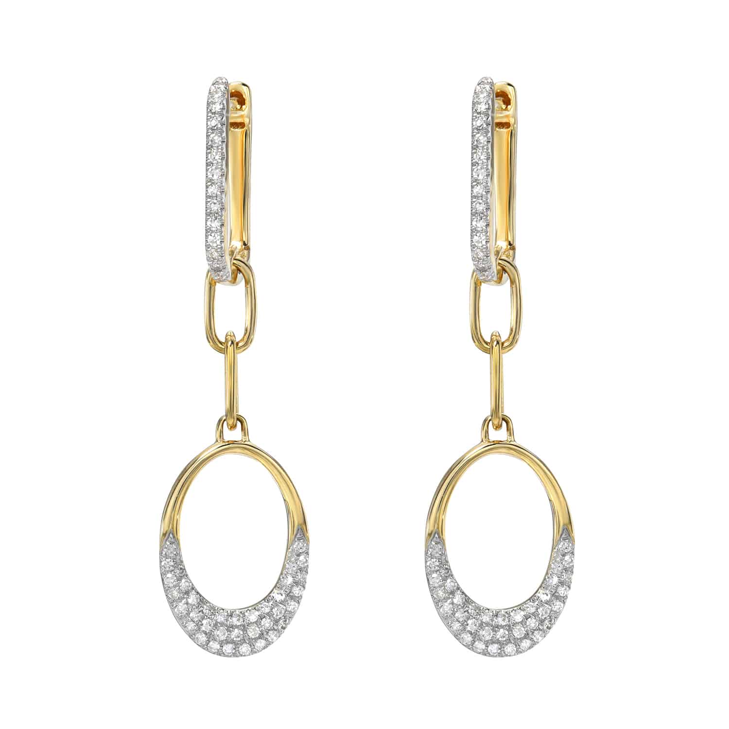 Mixed Shape Diamond Link Earrings