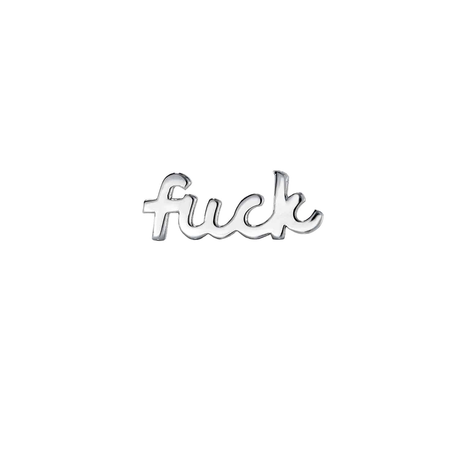 The Mini Plain F**K Stud is a metal cookie cutter that spells out a cursive word on a white background, perfect for those looking to customize their baking tools uniquely.