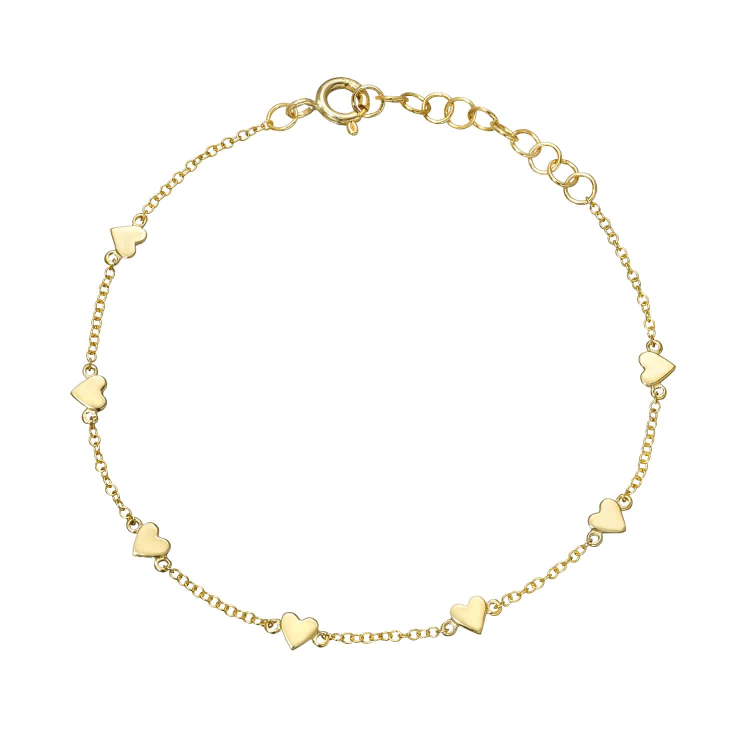 Plain Gold Heart Station Bracelet