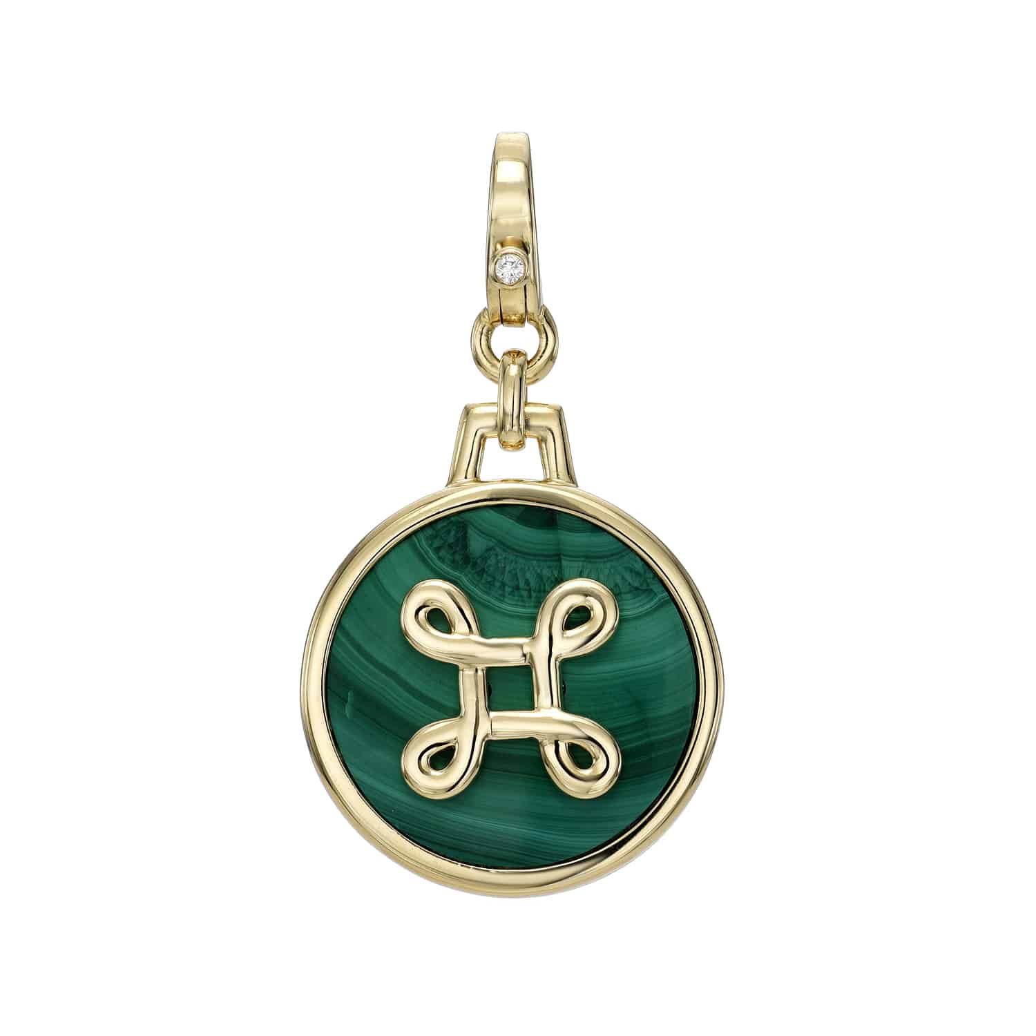 Malachite Round Love Knot Charm