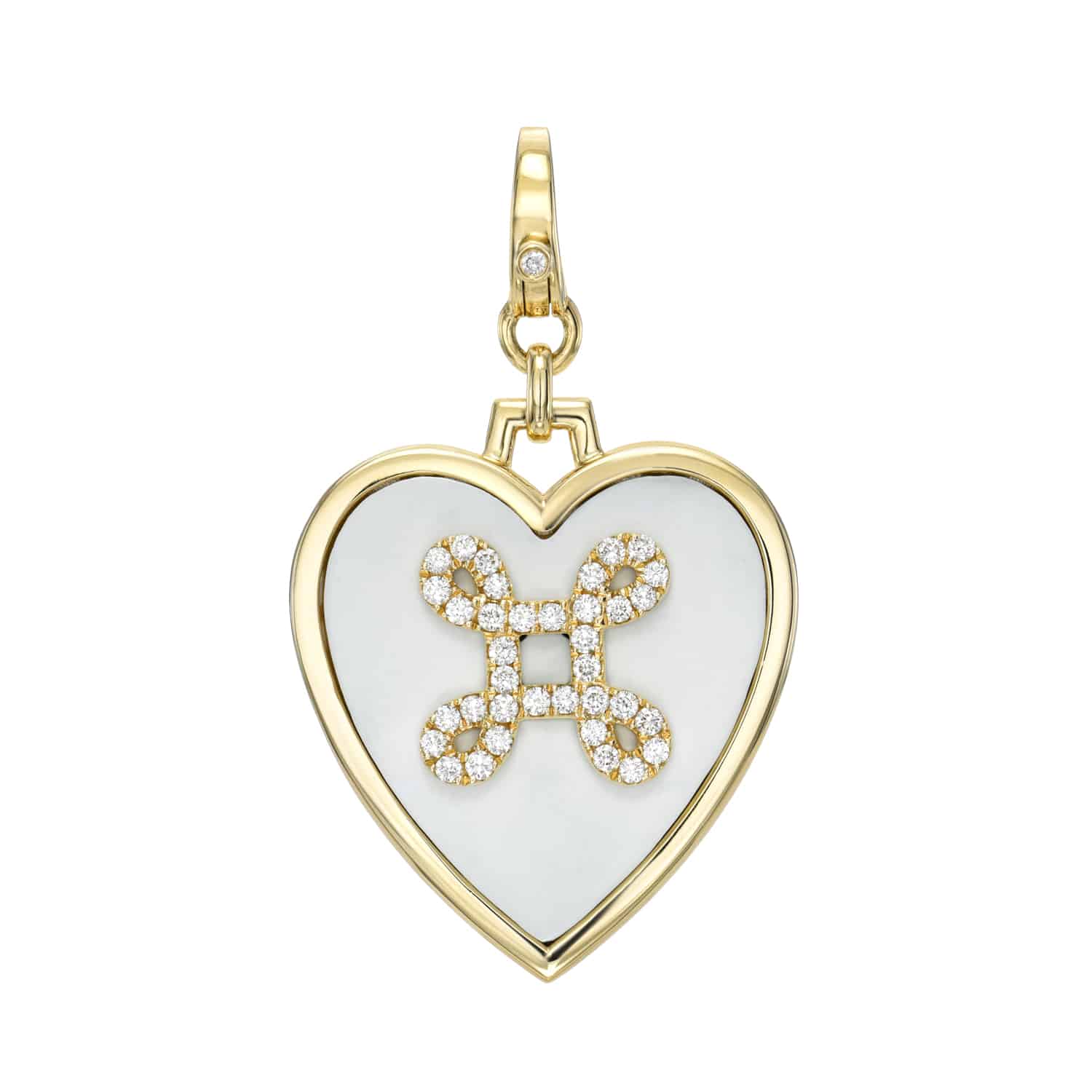 White Heart Love Knot Charm