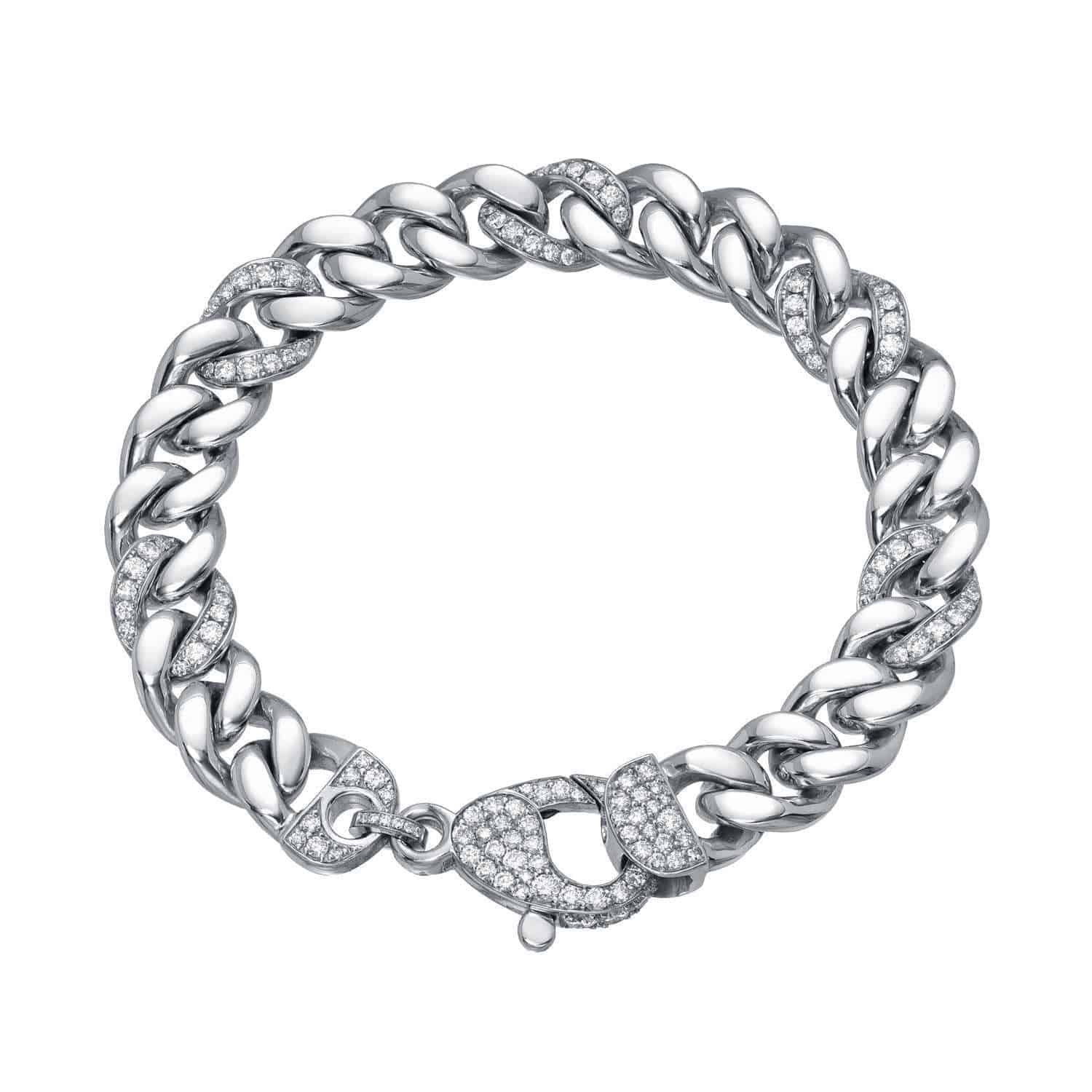 Alternating Diamond Cuban Link Bracelet