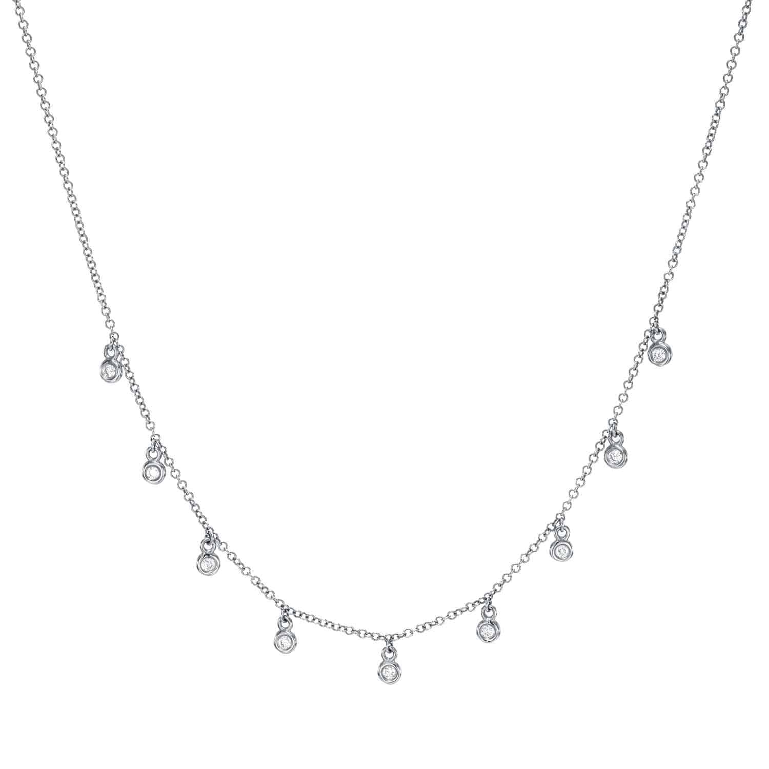 Bezel Diamond Drop Necklace