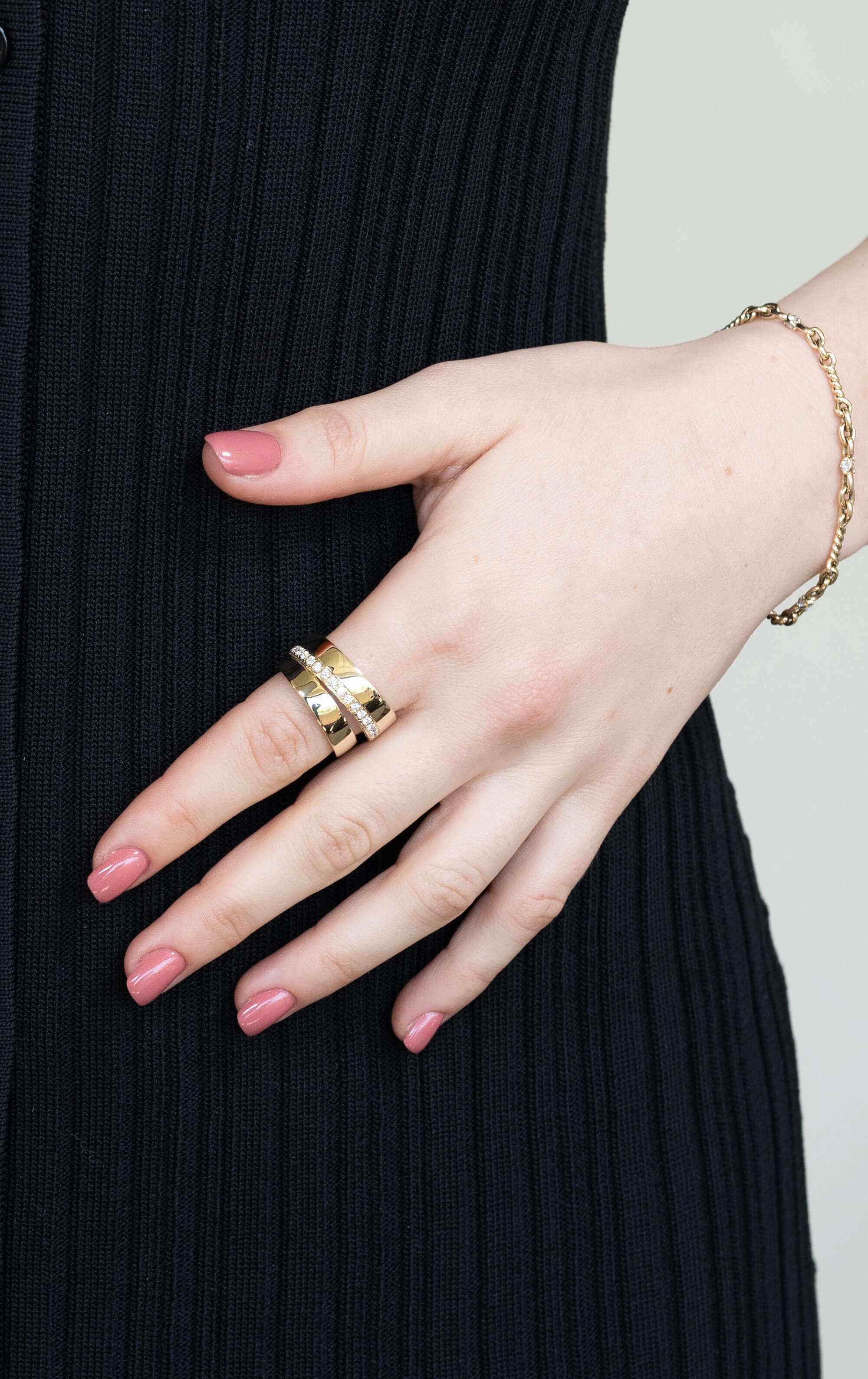 Double Cigar Band Diamond Ring