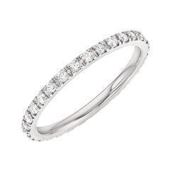 The Diamond Ellory Ring is a slim, elegant white gold band with a continuous row of small round diamonds. Available in your preferred size, this Janet Heller Fine Jewelry piece can also be preordered.