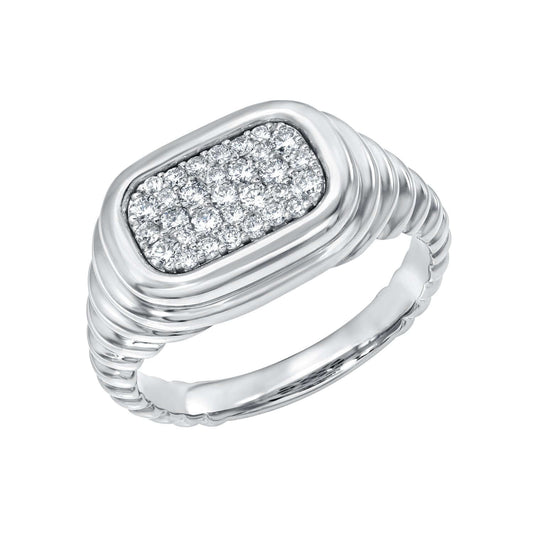 Ridged Diamond Rectangle Pinky Ring