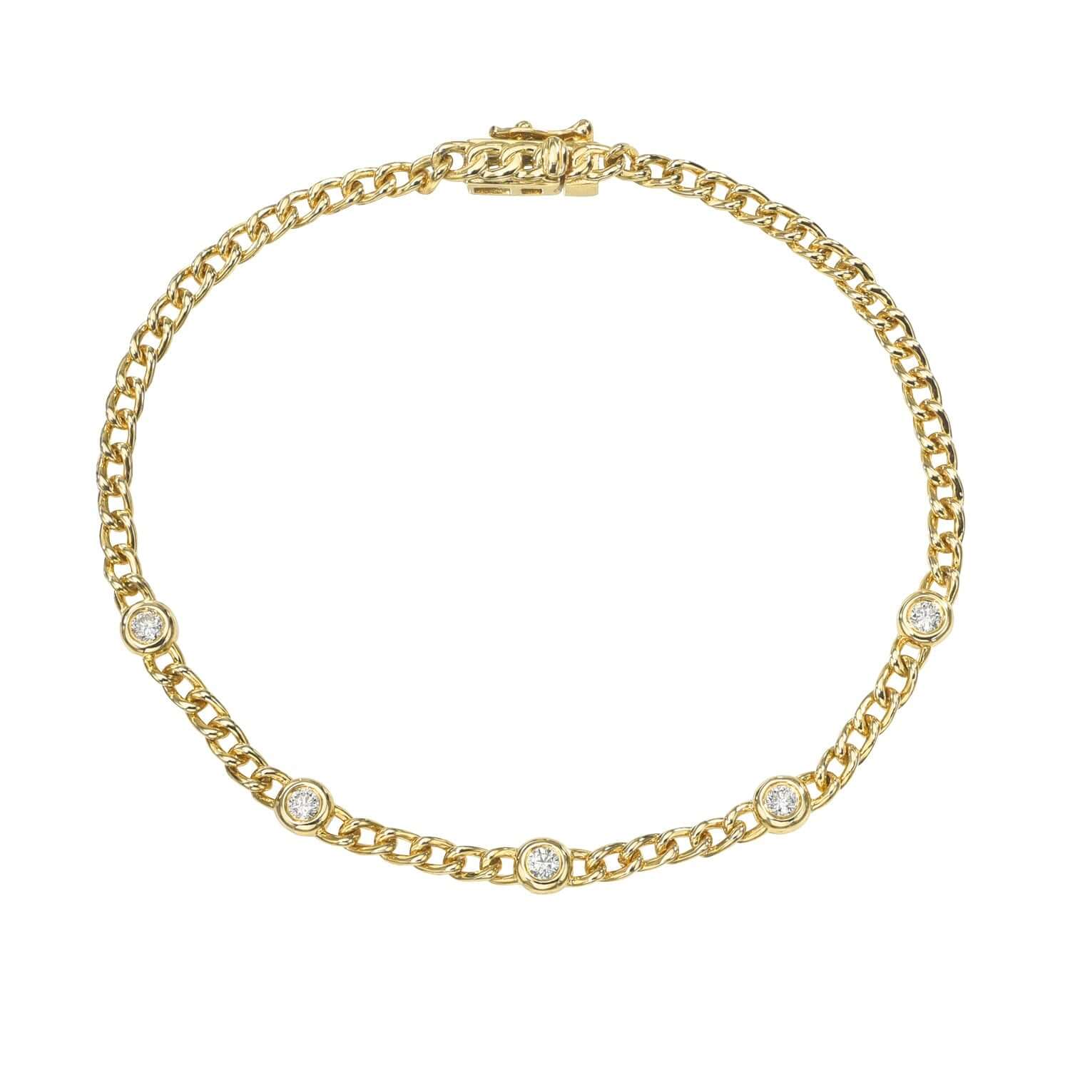5 Diamond Bezel Chain Bracelet