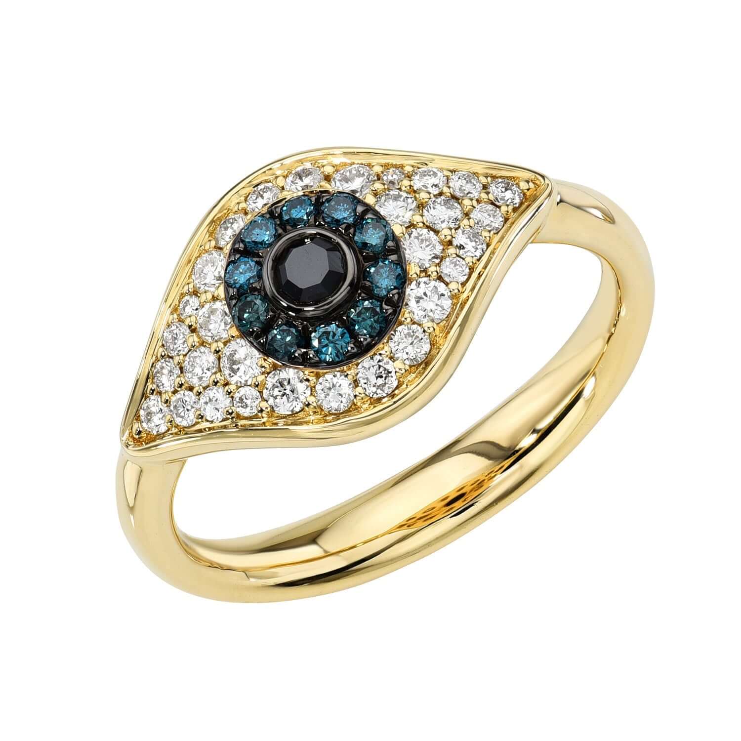 Blue Diamond Evil Eye Pinky Ring