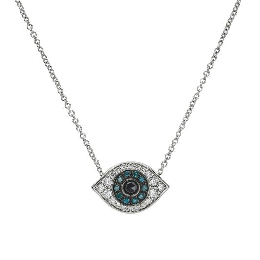 Blue & Black Diamond Evil Eye Necklace