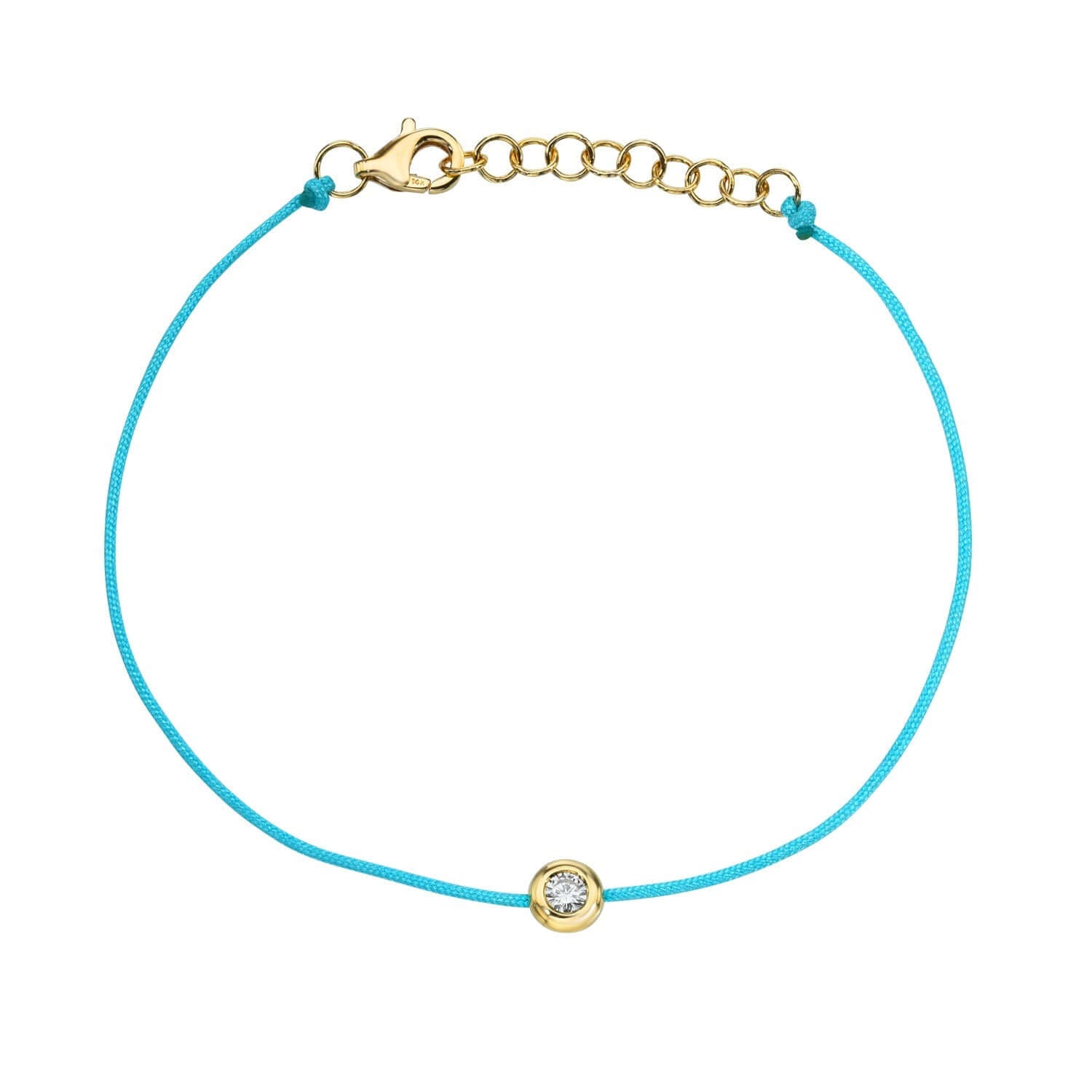 Turquoise Round Diamond Cord Bracelet