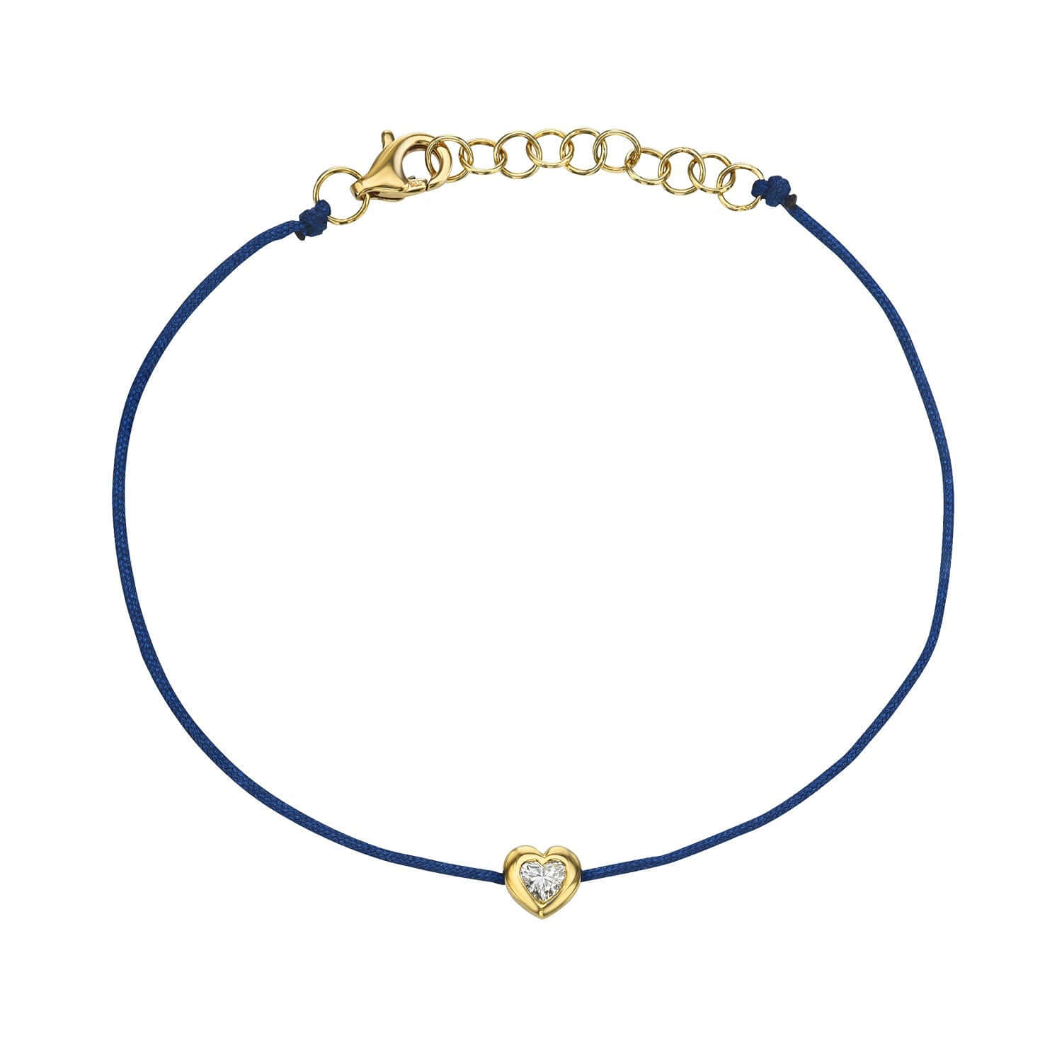 Navy Blue Heart Diamond Bezel Cord Bracelet