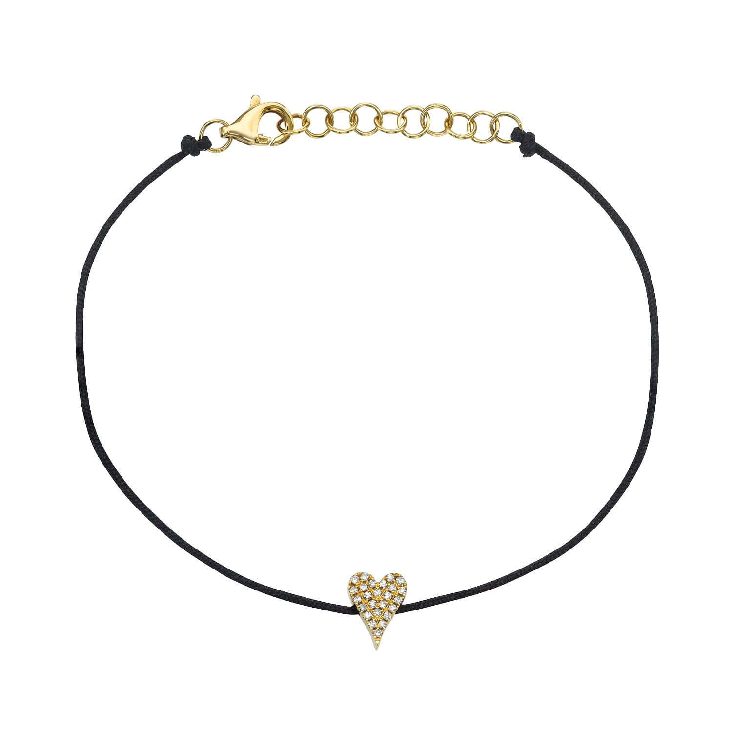 Black Heart Diamond Pave Cord Bracelet