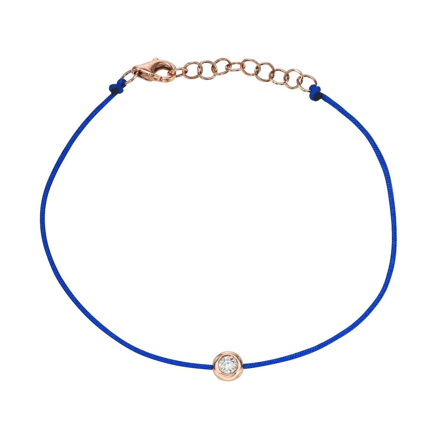 Cobalt Blue Round Diamond Cord Bracelet