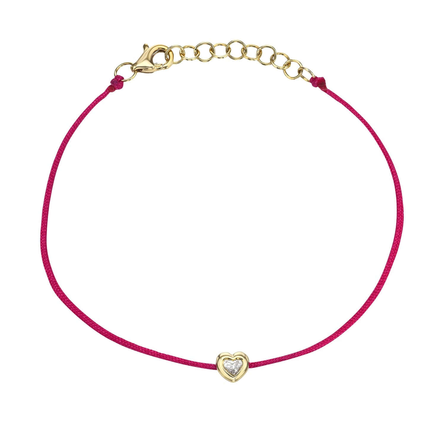 Fuchsia Heart Diamond Bezel Cord Bracelet
