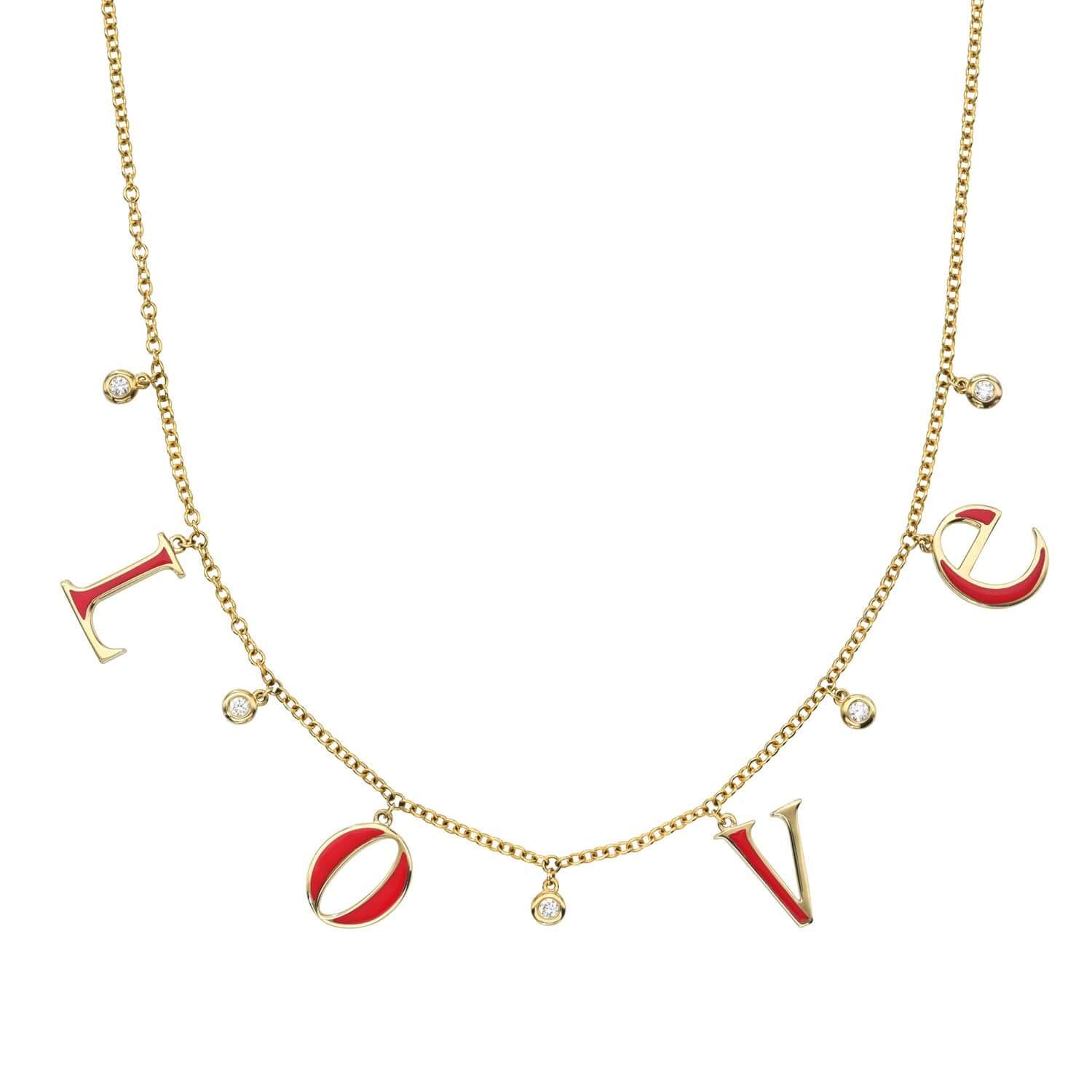 Love Letter Diamond & Red Enamel Necklace
