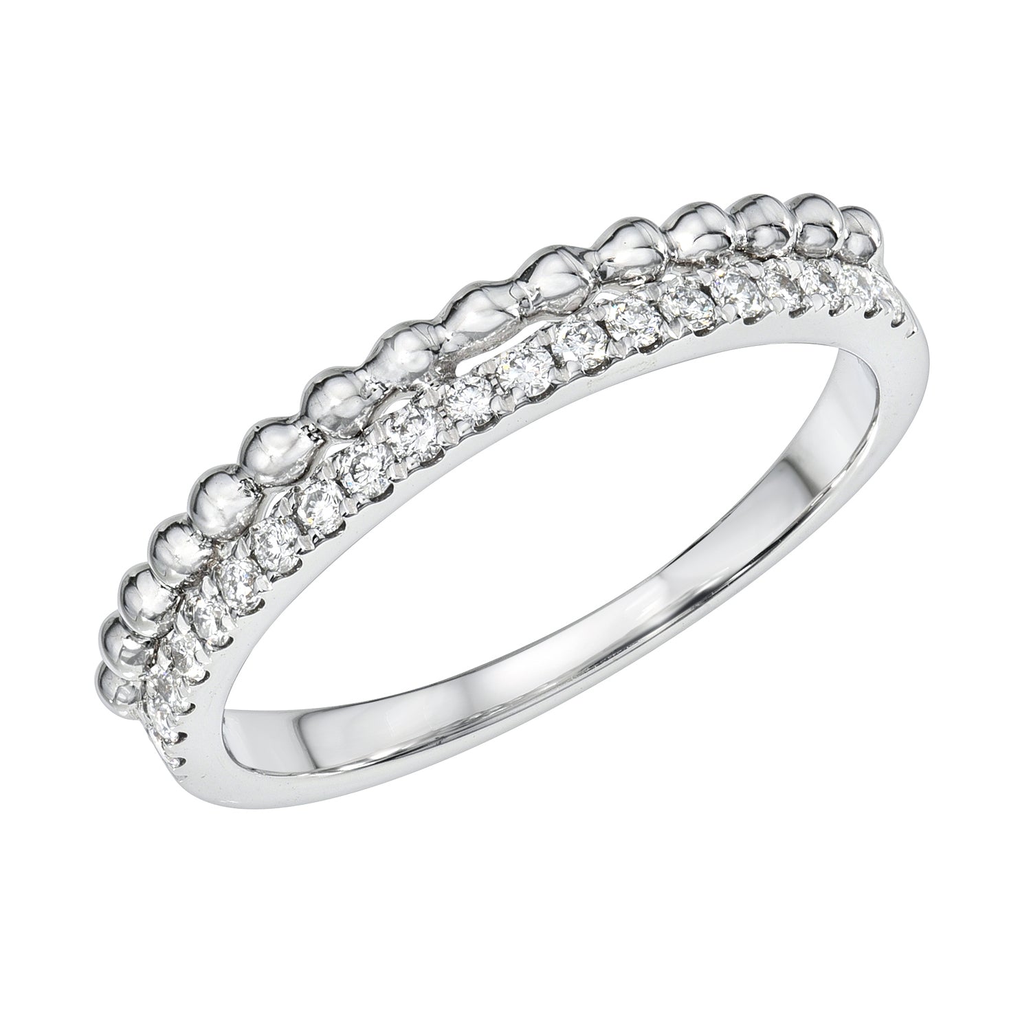 Beaded and Pave Diamond Ring