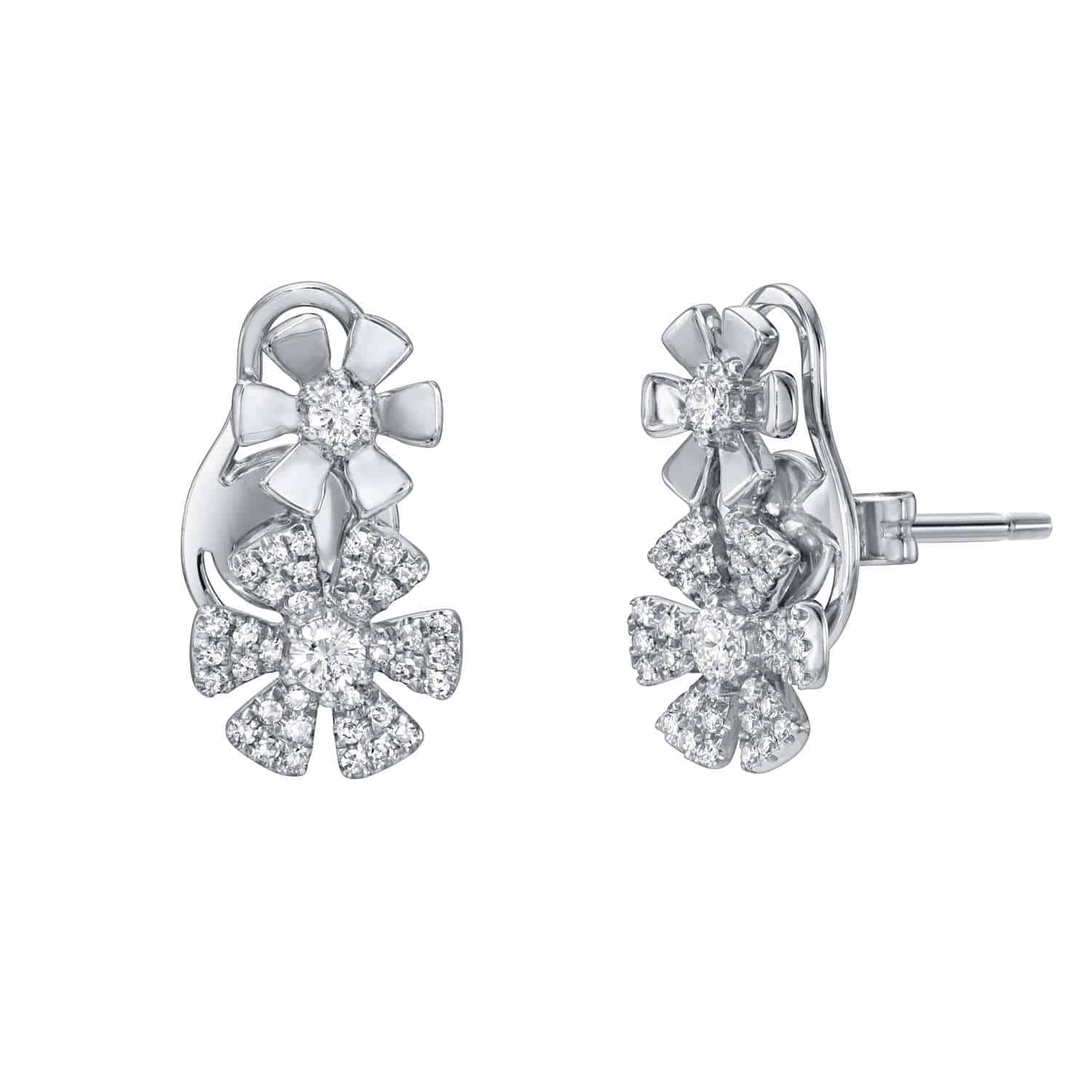 Double Diamond Flower Earrings