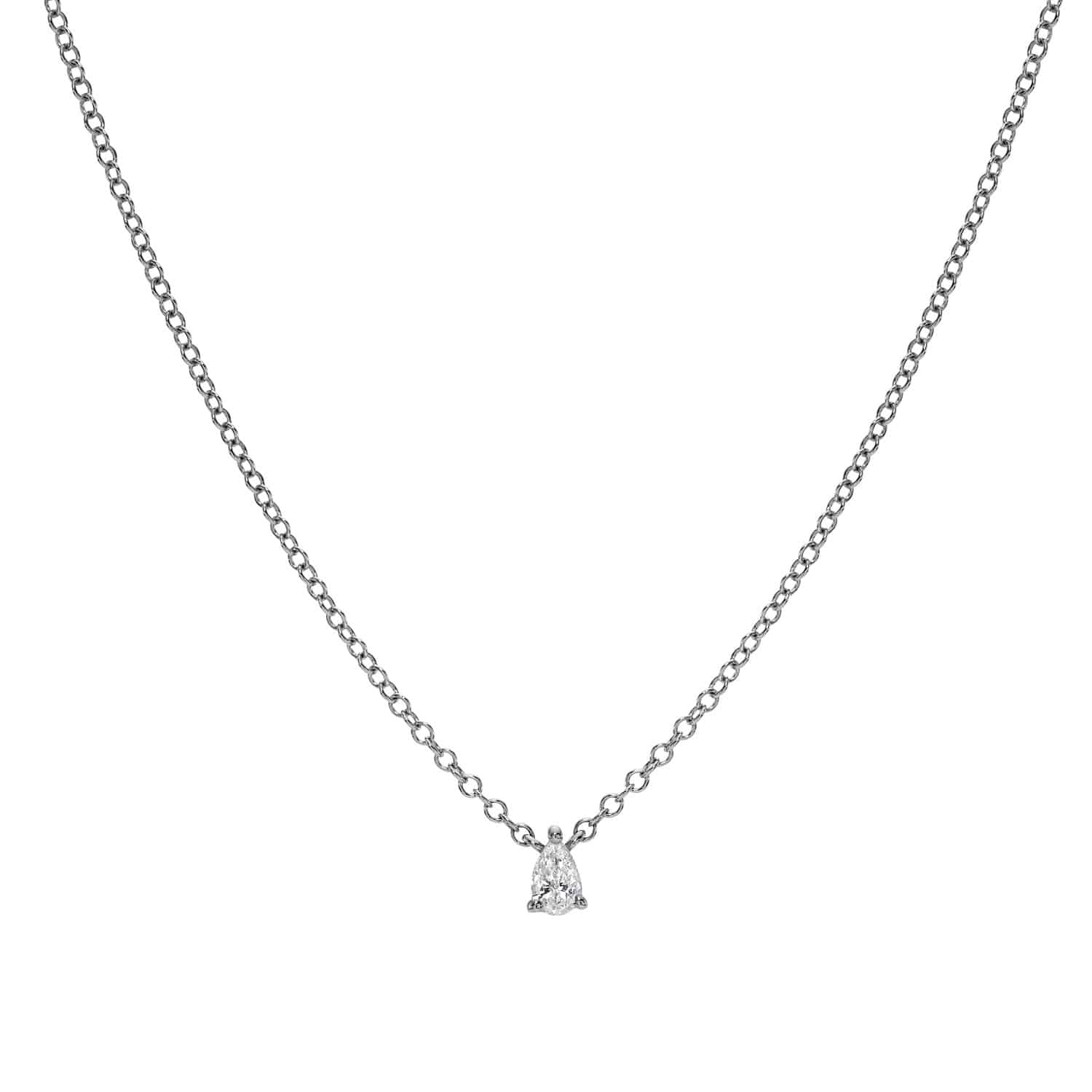 Solitaire Pear Cut Diamond Necklace