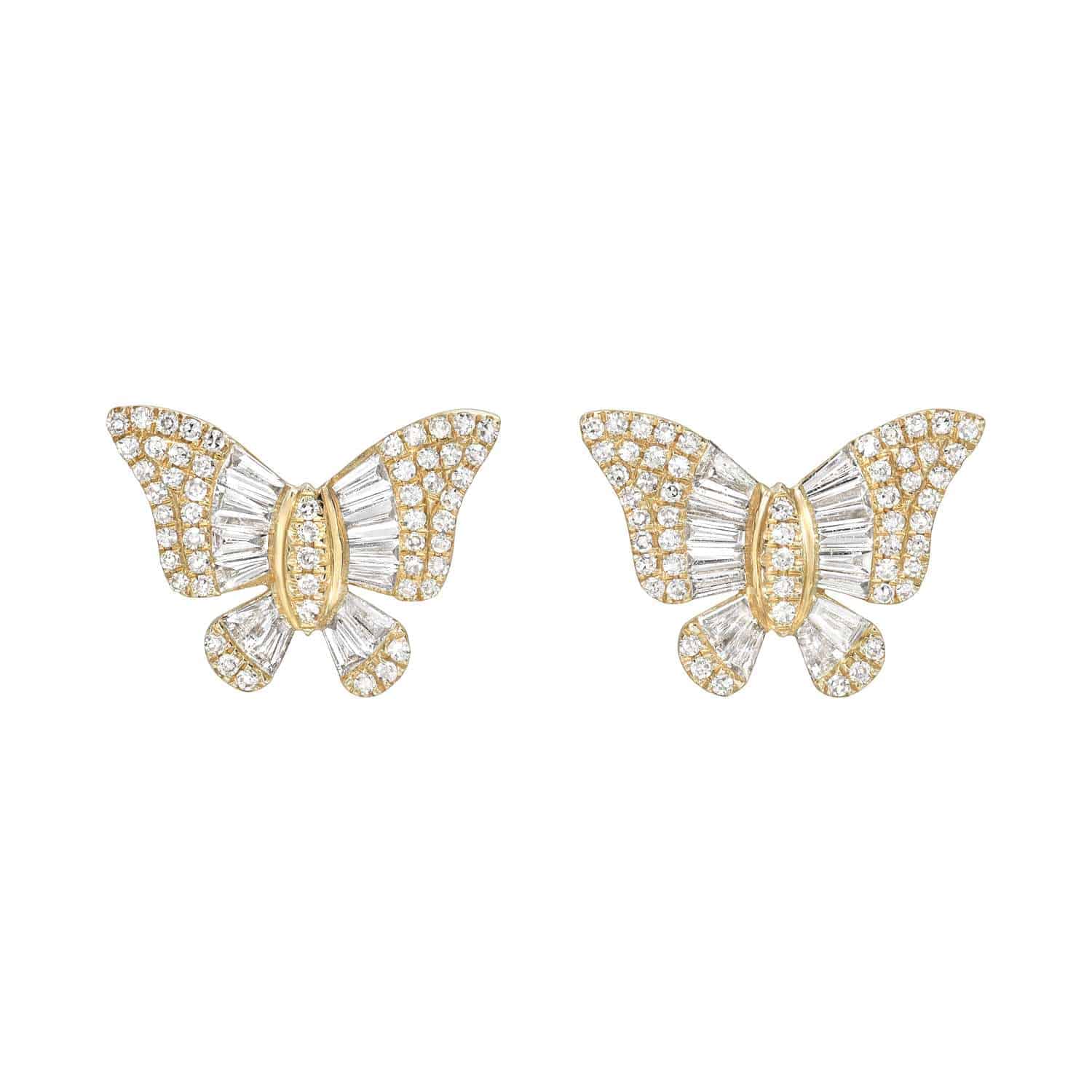 Baguette Diamond Butterfly Studs