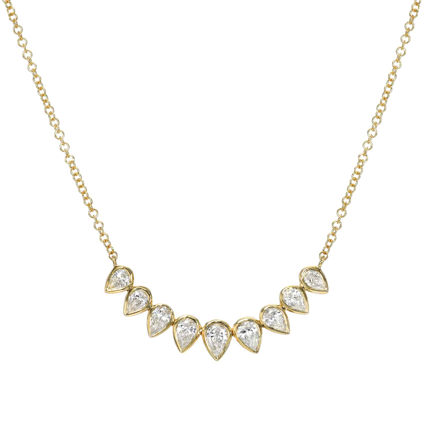 Curved Pear Diamond Necklace